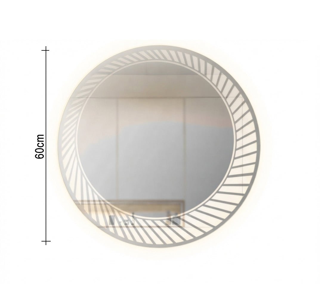 Round mirror with illuminated crescent moon lines - Vitrine Furniture - Mirrors