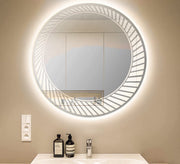 Round mirror with illuminated crescent moon lines - Vitrine Furniture - Mirrors