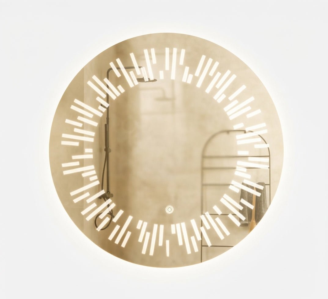Round mirror with radial light lines - Vitrine Furniture - Mirrors