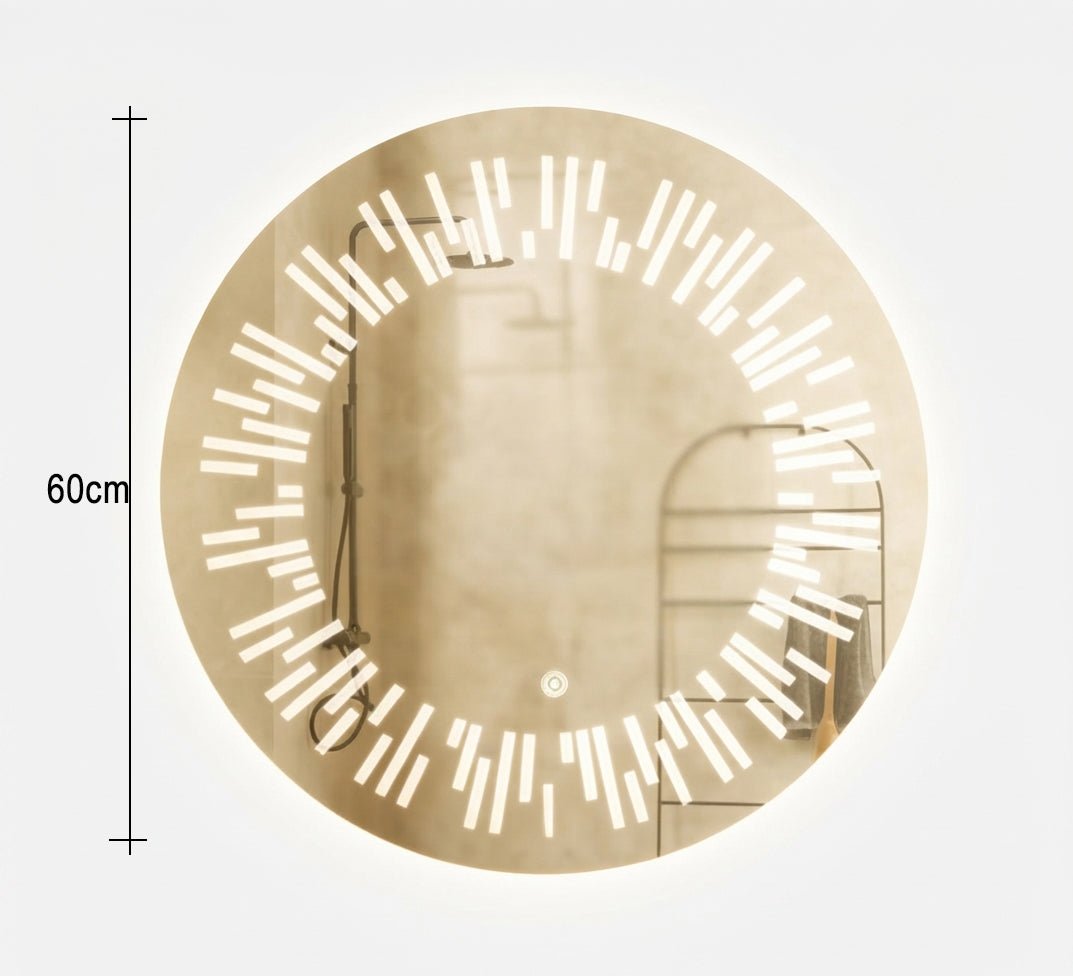 Round mirror with radial light lines - Vitrine Furniture - Mirrors