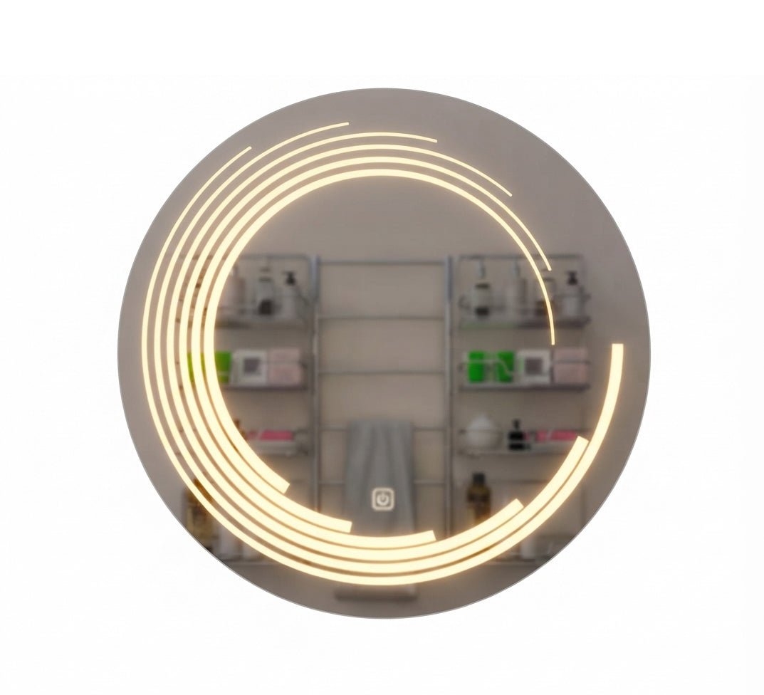 Round mirror with spiral light arcs - Vitrine Furniture - Mirrors