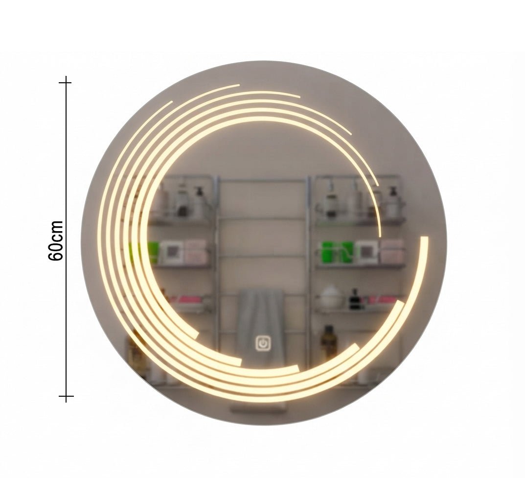 Round mirror with spiral light arcs - Vitrine Furniture - Mirrors