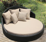 Round rattan sun bed with half high backrest - Vitrine Furniture - Outdoor Products