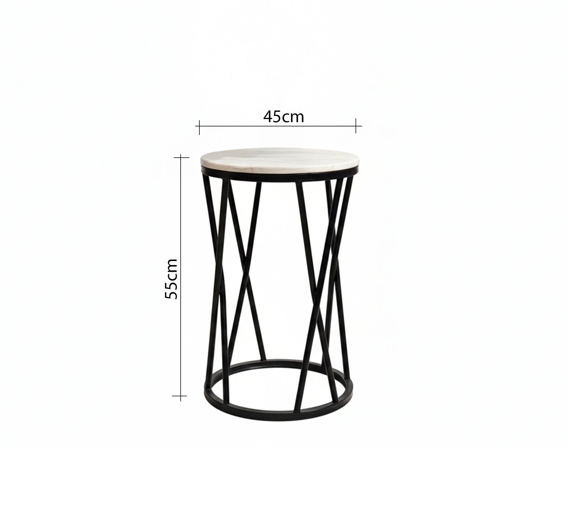 Round side table with a black metal frame and black marble top - Vitrine Furniture - Furniture