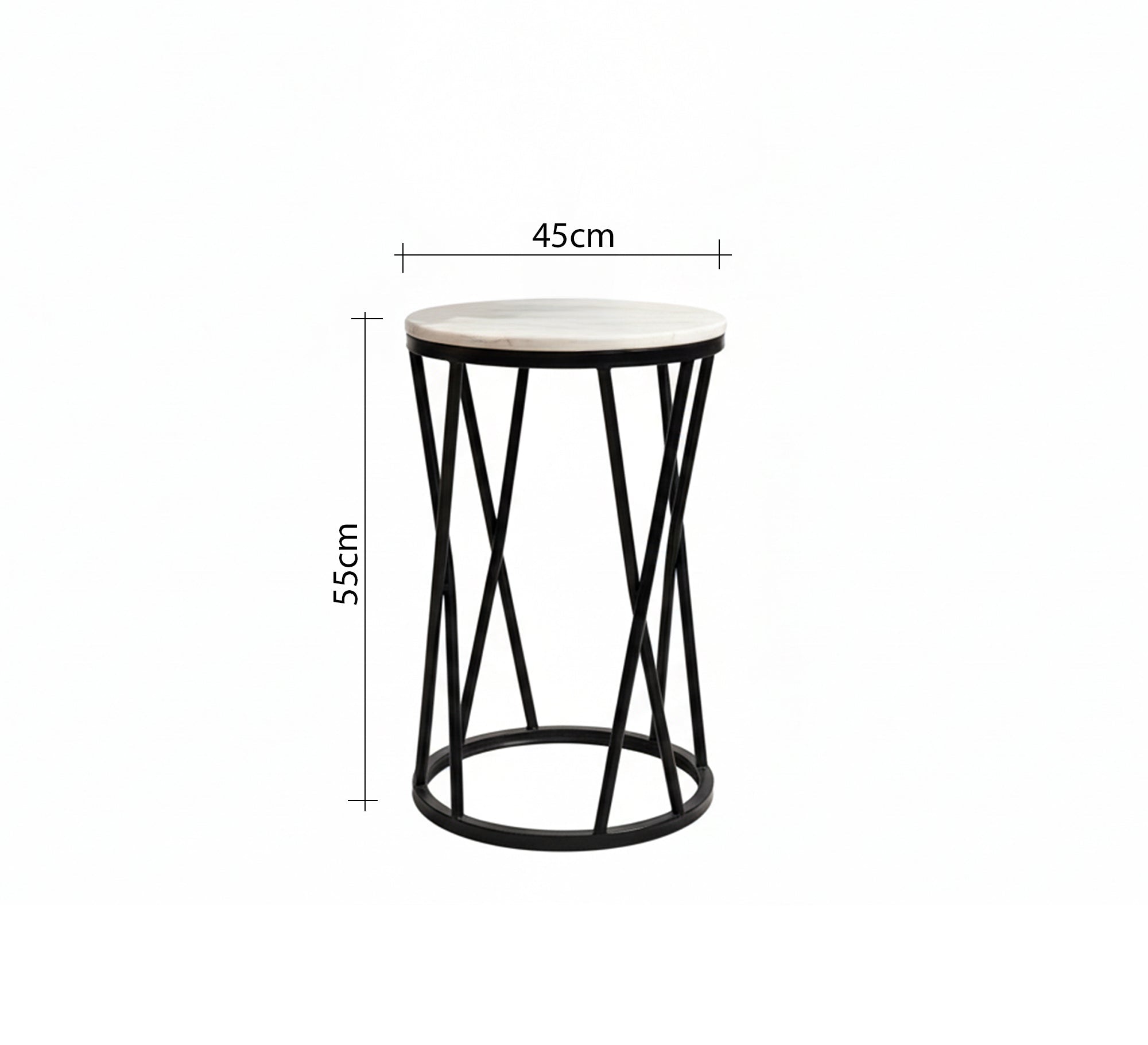 Round side table with a black metal frame and black marble top - Vitrine Furniture - Furniture