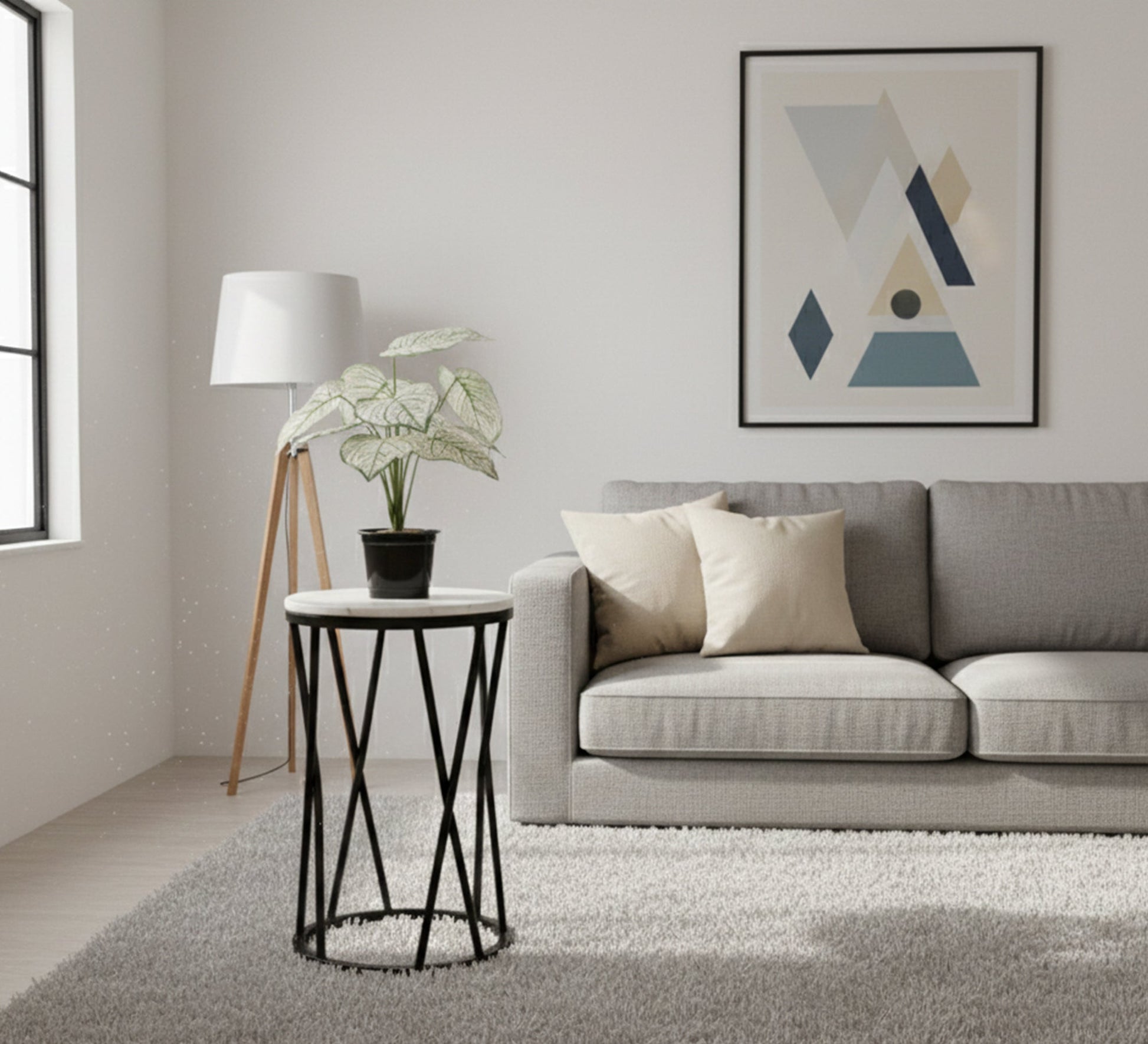 Round side table with a black metal frame and black marble top - Vitrine Furniture - Furniture