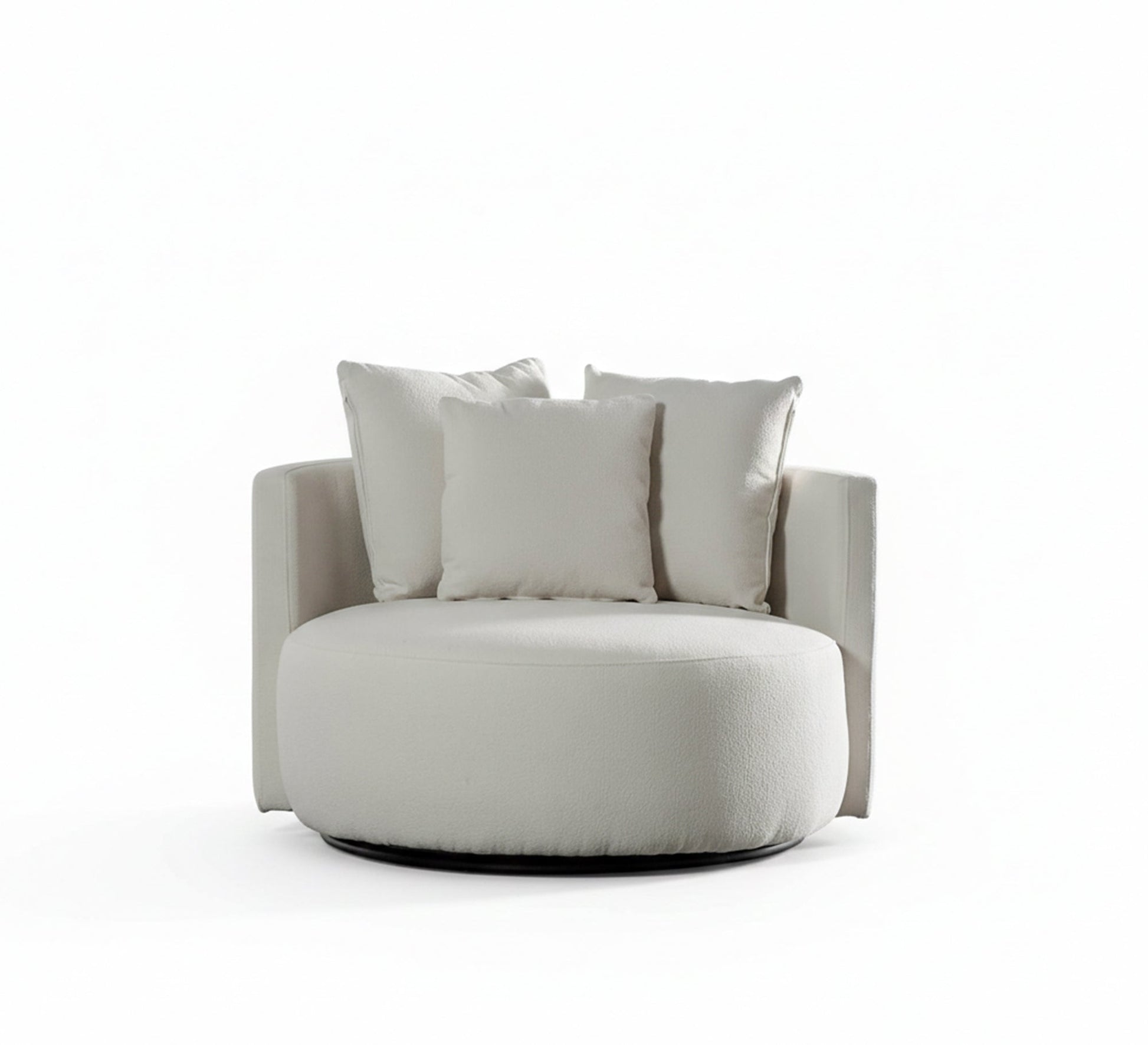 Round Sofa: Elegant White Upholstery Comfort - Vitrine Furniture - Living room Sofas