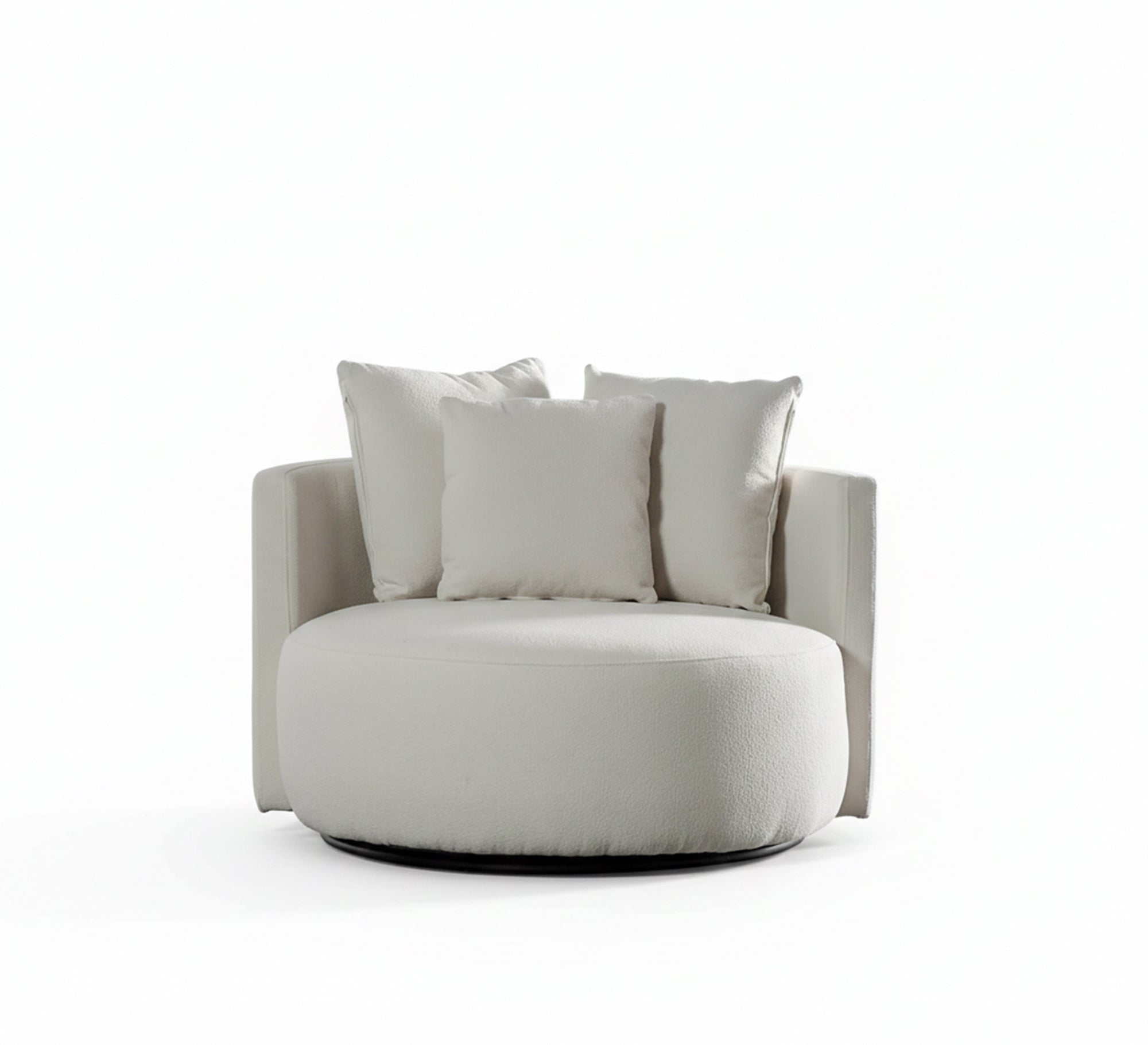 Round Sofa: Elegant White Upholstery Comfort - Vitrine Furniture - Living room Sofas