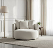 Round Sofa: Elegant White Upholstery Comfort - Vitrine Furniture - Living room Sofas