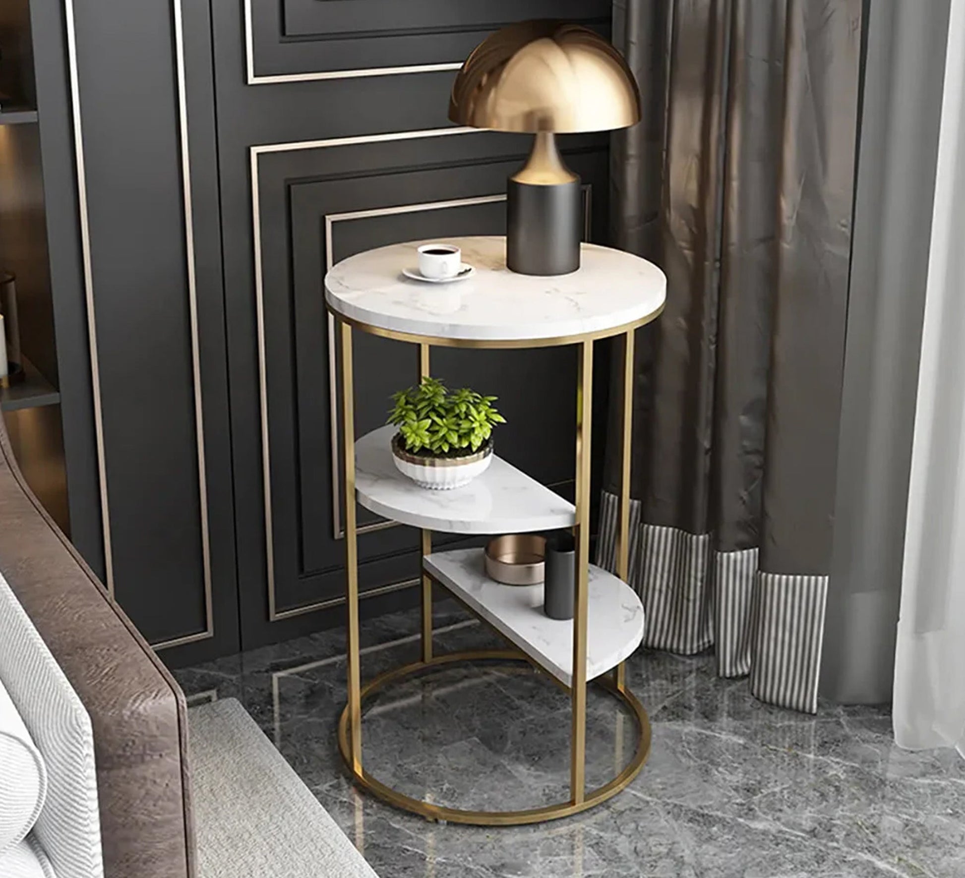 Round table with graduated semicircular shelves - Vitrine Furniture - Furniture