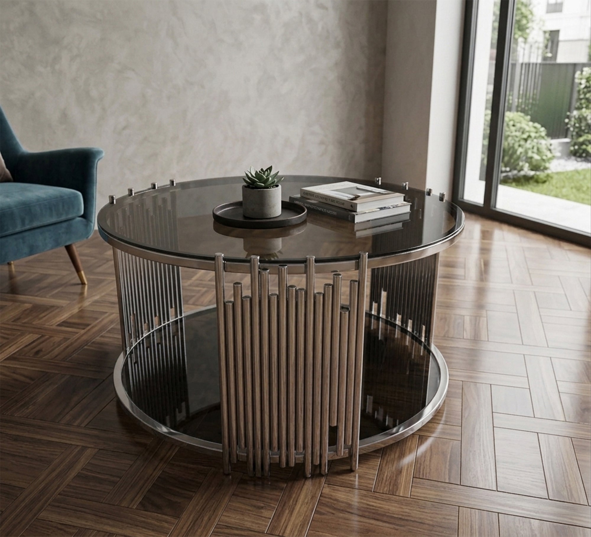 Round table with two living surfaces - Vitrine Furniture - Coffee Tables