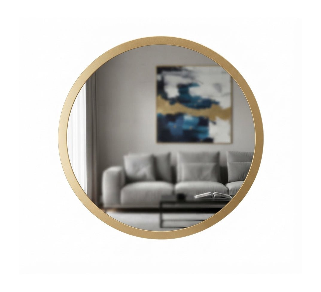 Round Wall Mirror with a Wide Gold Frame - Vitrine Furniture - Mirrors