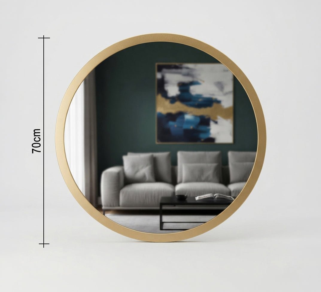 Round Wall Mirror with a Wide Gold Frame - Vitrine Furniture - Mirrors
