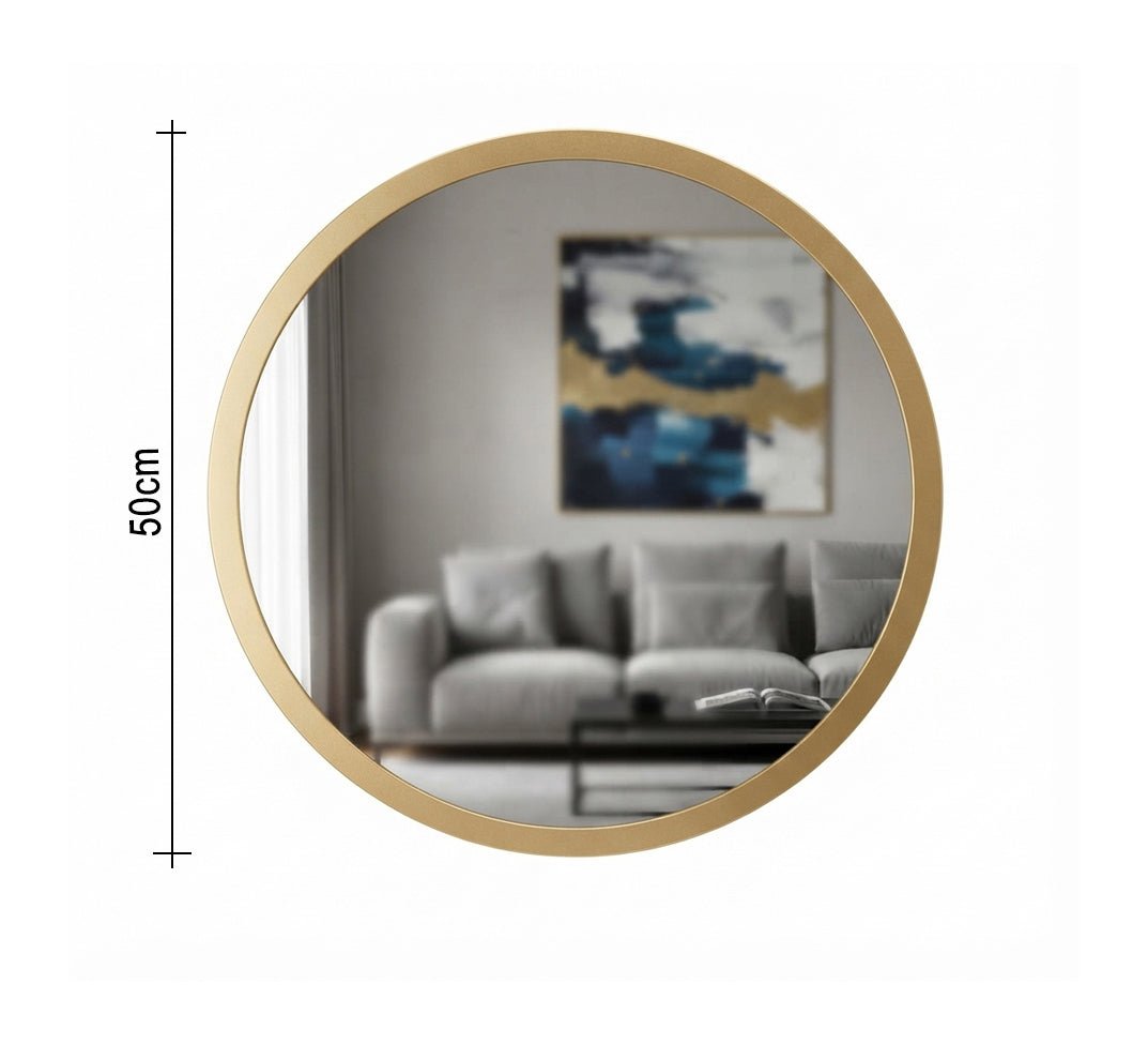 Round Wall Mirror with a Wide Gold Frame - Vitrine Furniture - Mirrors
