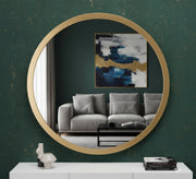 Round Wall Mirror with a Wide Gold Frame - Vitrine Furniture - Mirrors
