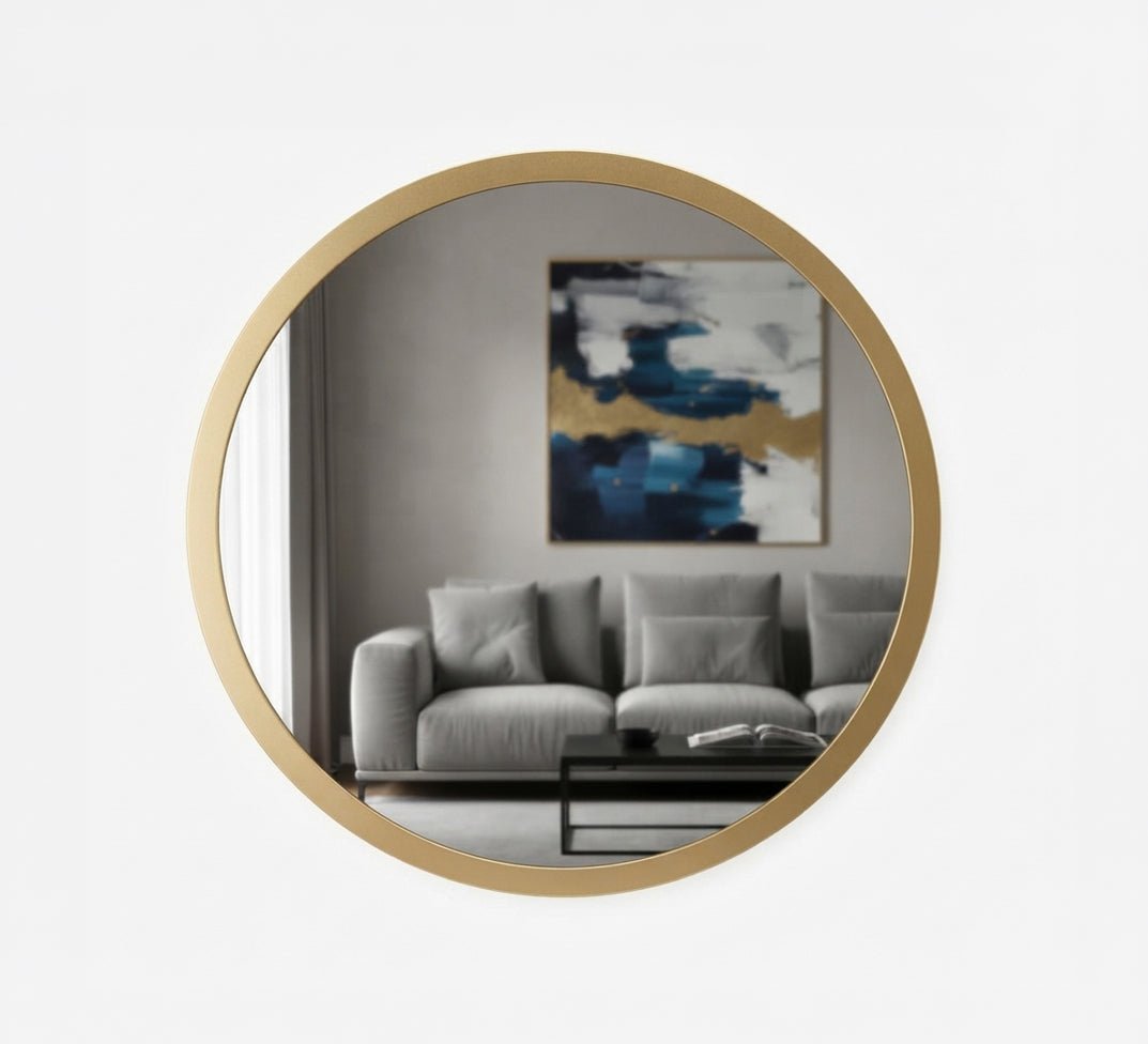 Round Wall Mirror with a Wide Gold Frame - Vitrine Furniture - Mirrors