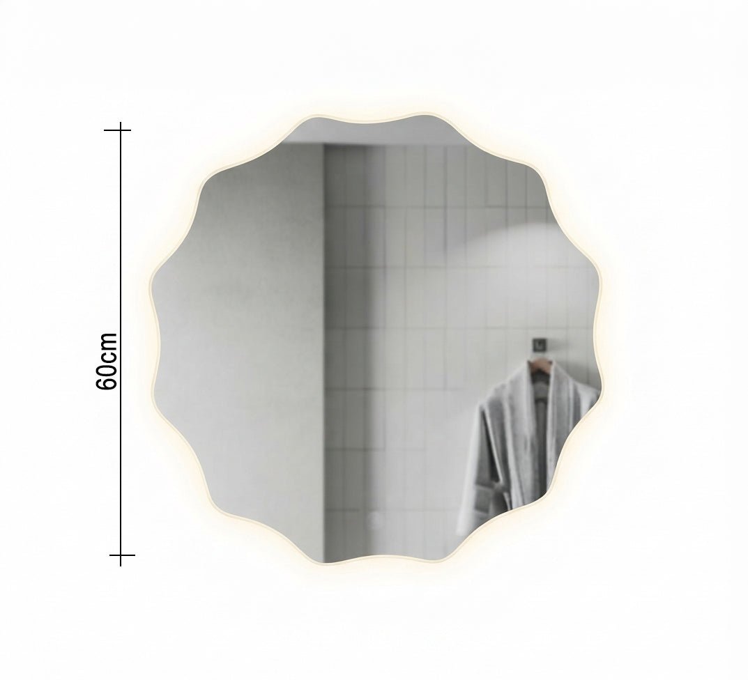 Rounded Wavy Mirror with Backlight - Vitrine Furniture - Mirrors