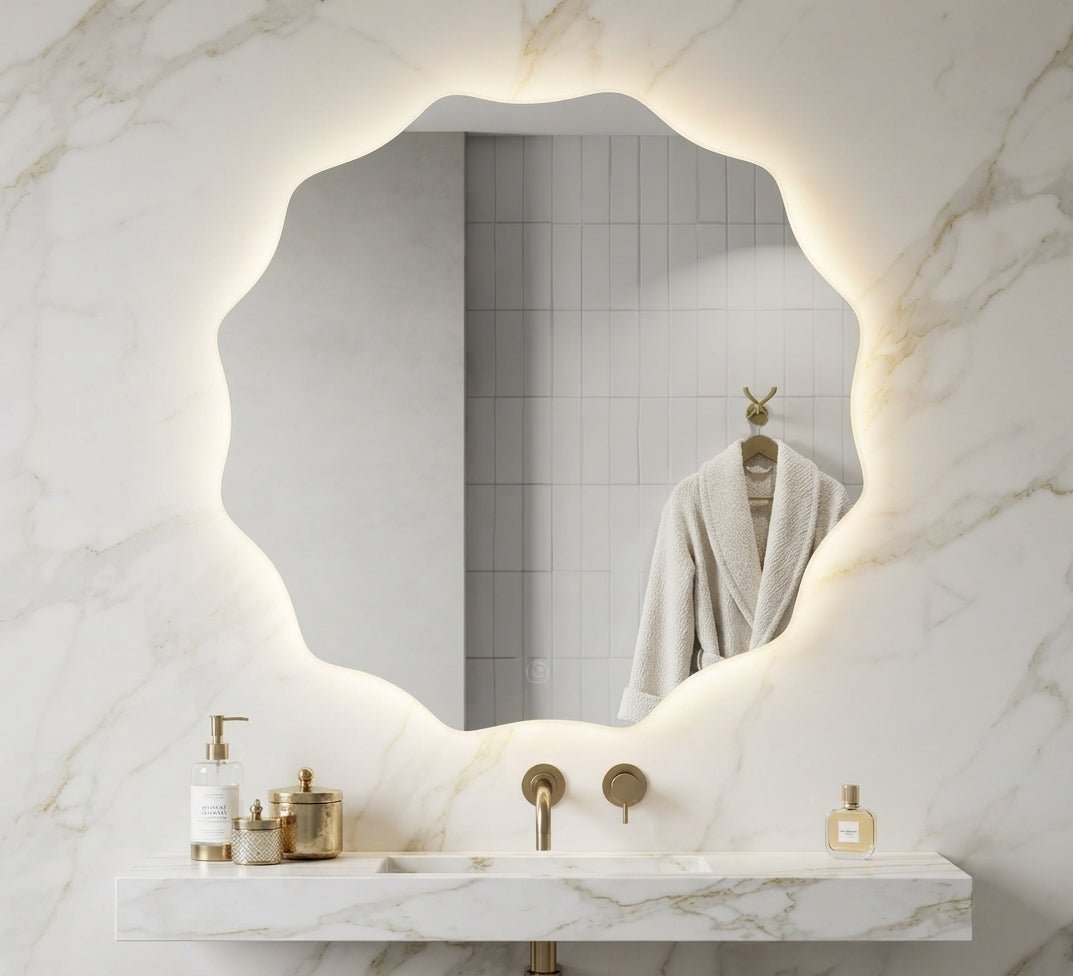 Rounded Wavy Mirror with Backlight - Vitrine Furniture - Mirrors