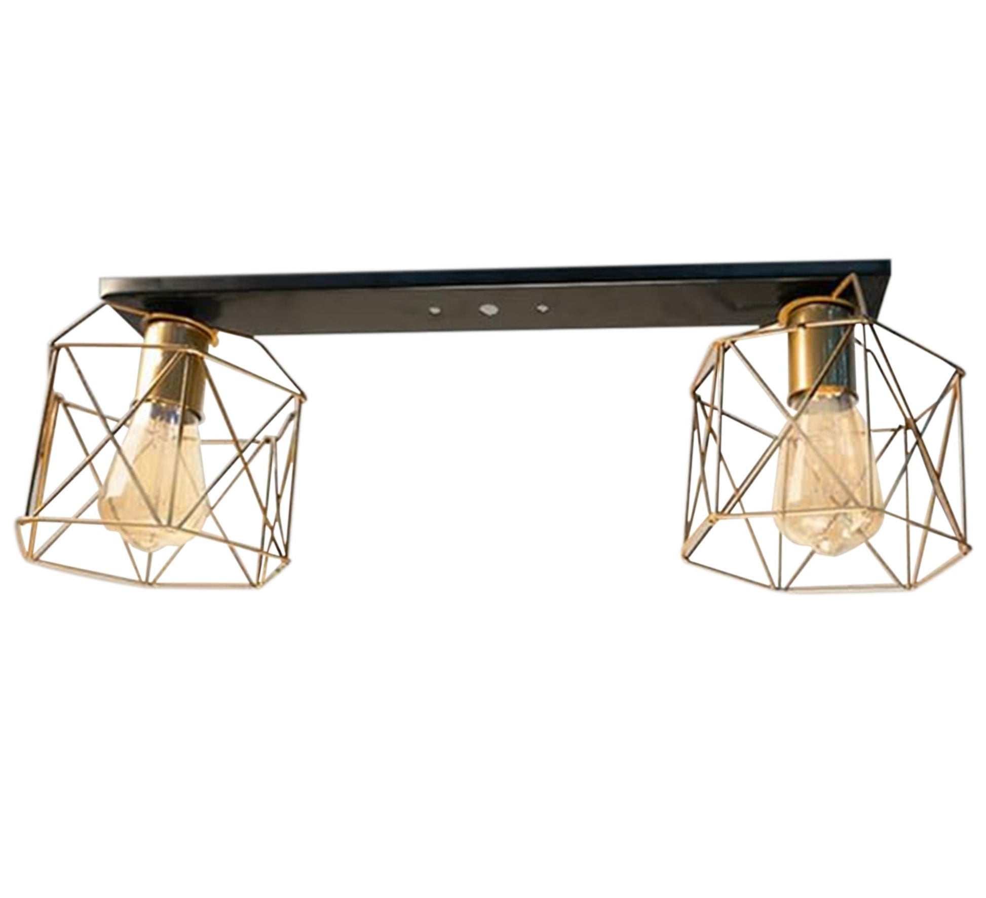 Row ceiling lamp with two hollow cage lampshades - Vitrine Furniture - Lighting