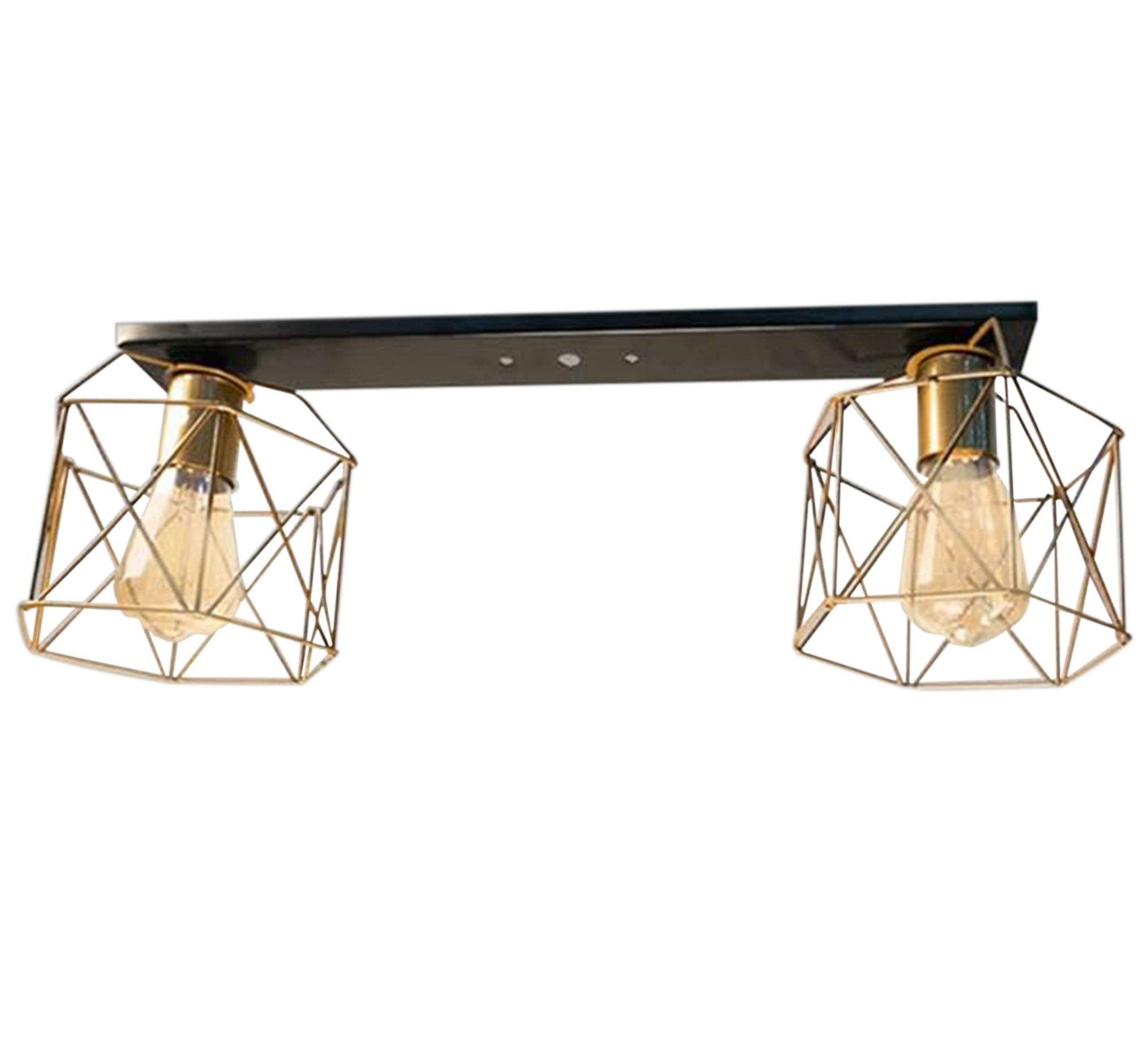 Row ceiling lamp with two hollow cage lampshades - Vitrine Furniture - Lighting