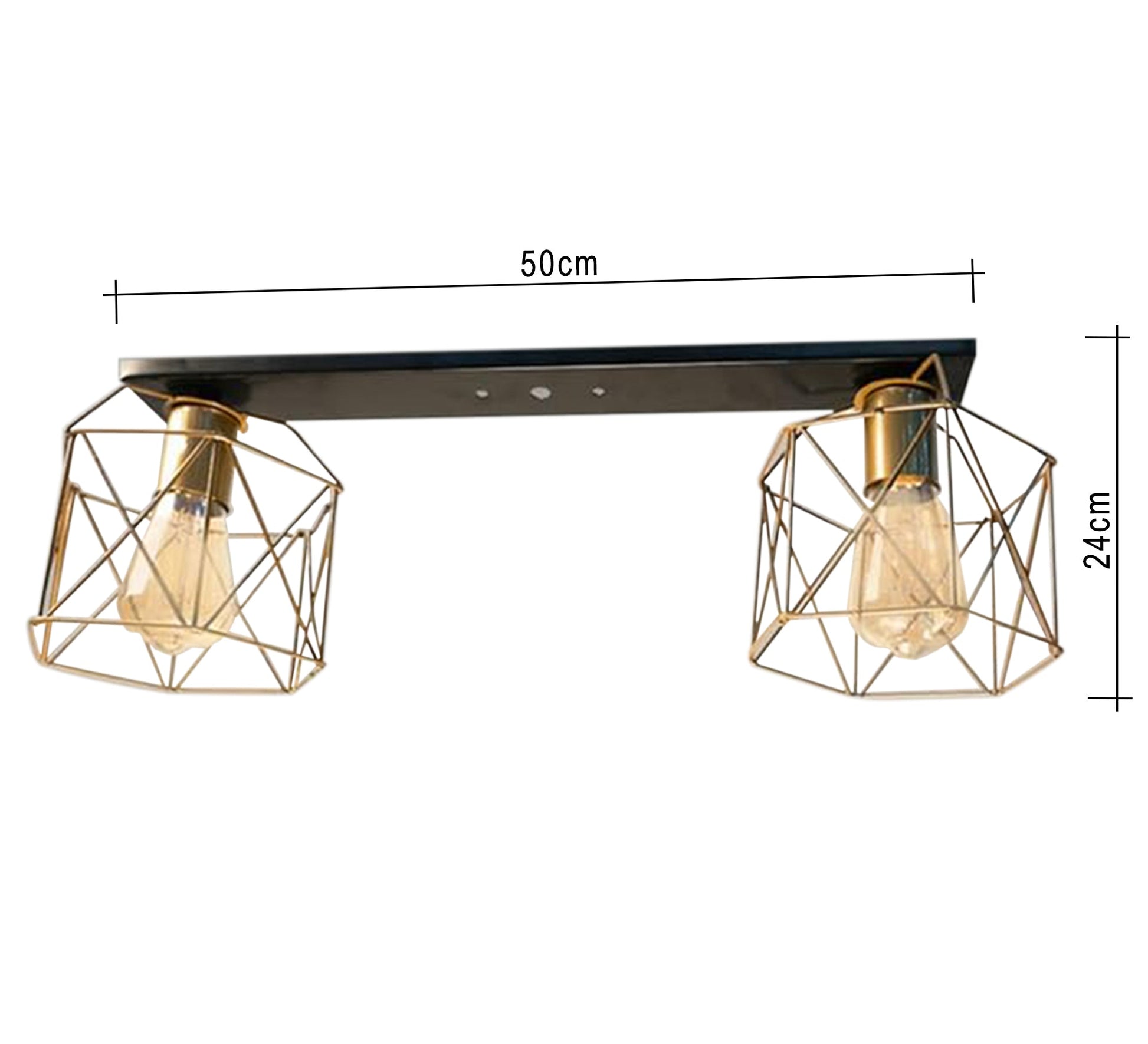 Row ceiling lamp with two hollow cage lampshades - Vitrine Furniture - Lighting