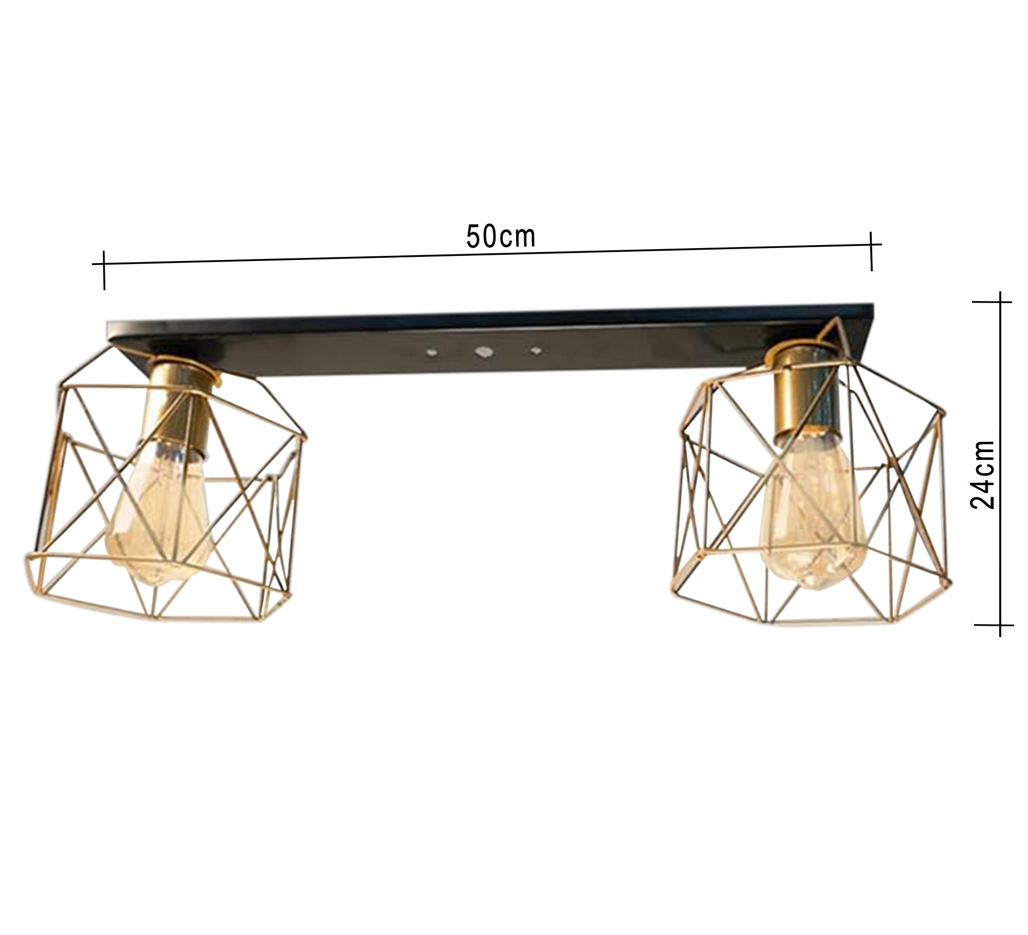 Row ceiling lamp with two hollow cage lampshades - Vitrine Furniture - Lighting