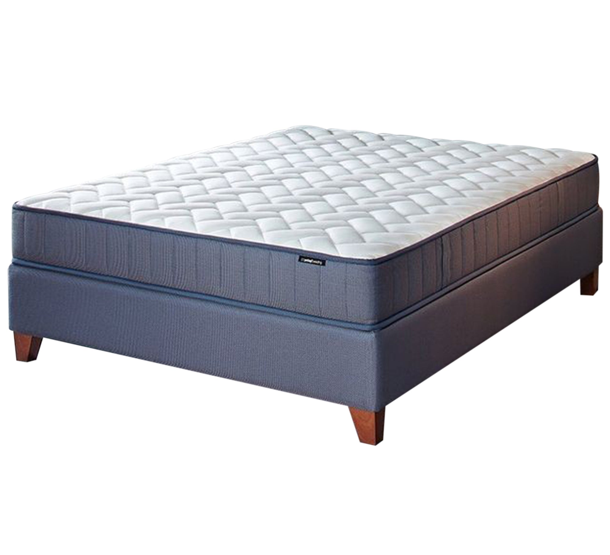 Royal dark blue bed with short wooden legs - Vitrine Furniture - Furniture