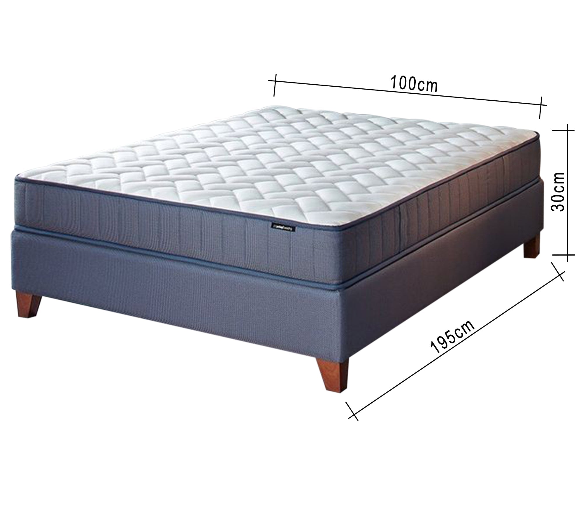 Royal dark blue bed with short wooden legs - Vitrine Furniture - Furniture