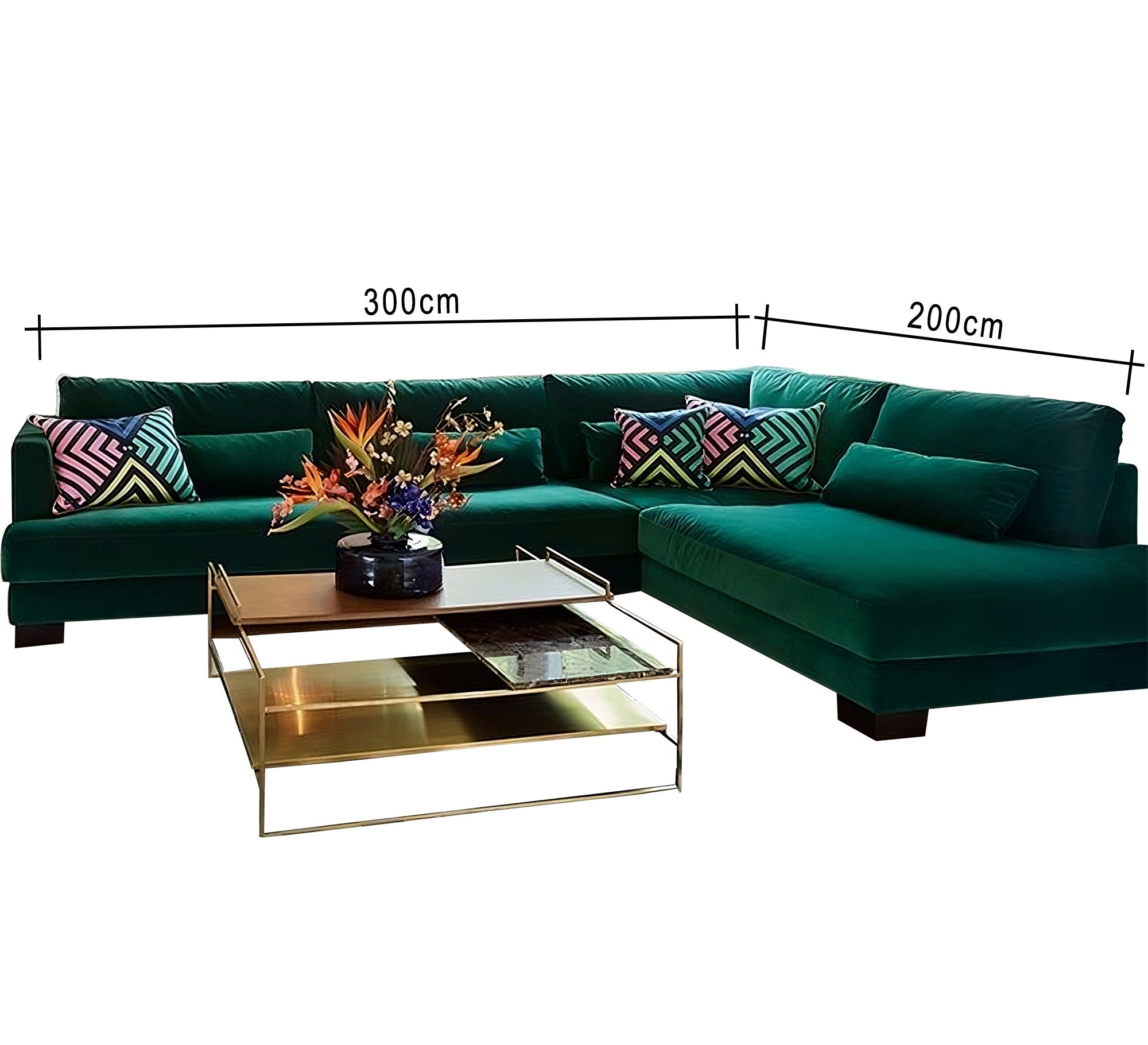 Royal green L - shape corner - Vitrine Furniture - Furniture