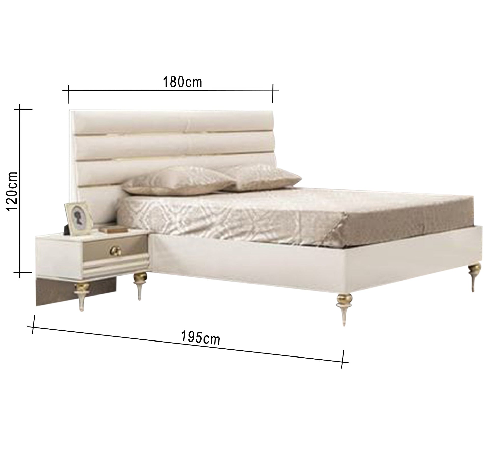 Royal off - white bed with graceful legs - Vitrine Furniture - Furniture