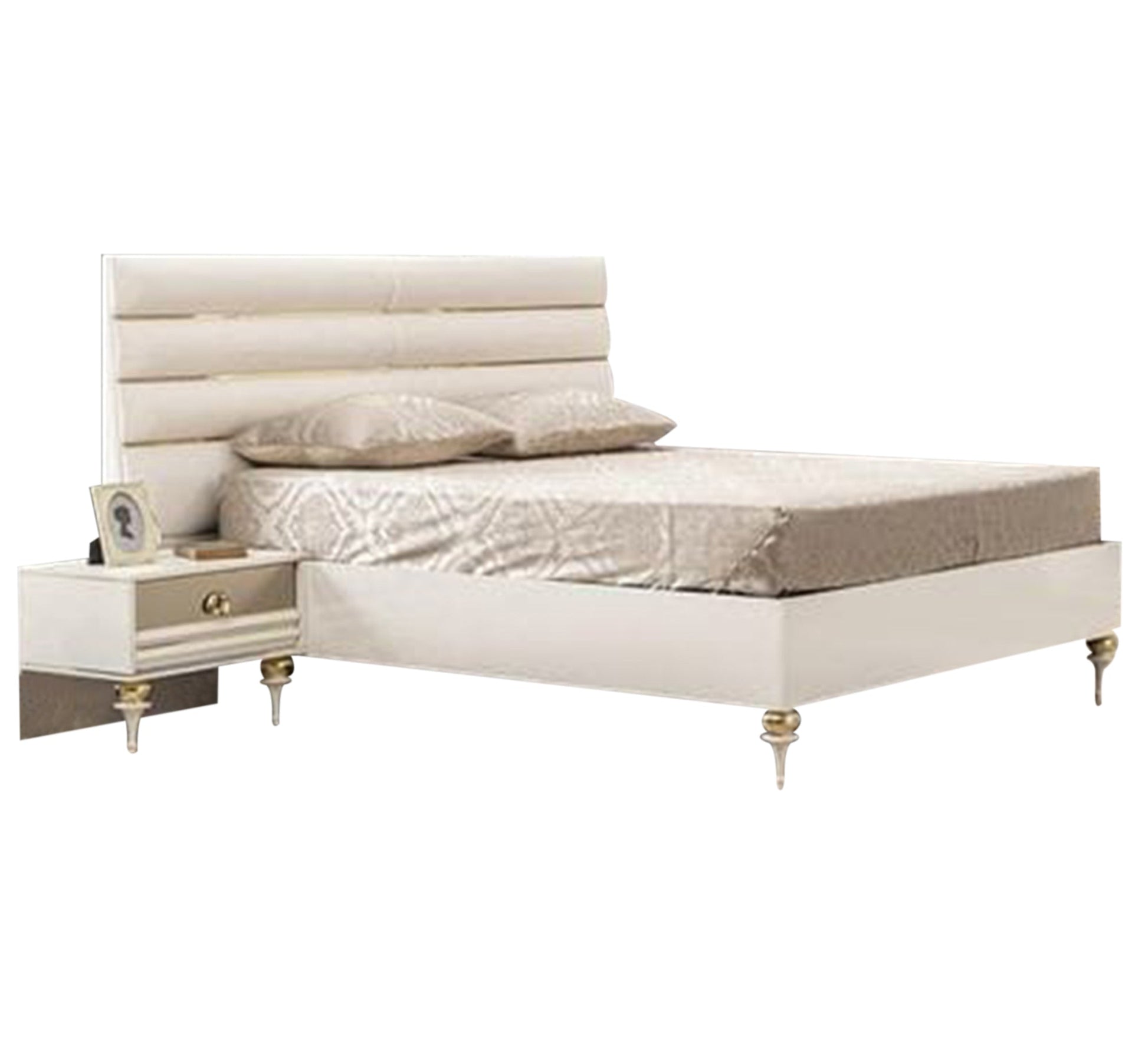 Royal off - white bed with graceful legs - Vitrine Furniture - Furniture