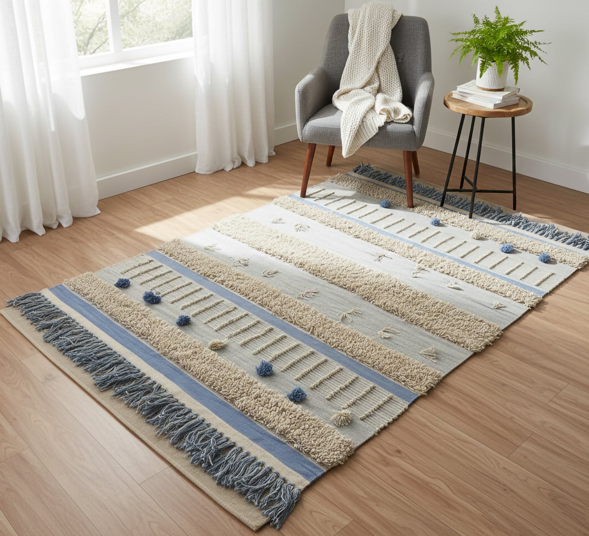 Rug with a rich design featuring woven and embossed patterns - Vitrine Furniture - Accessories