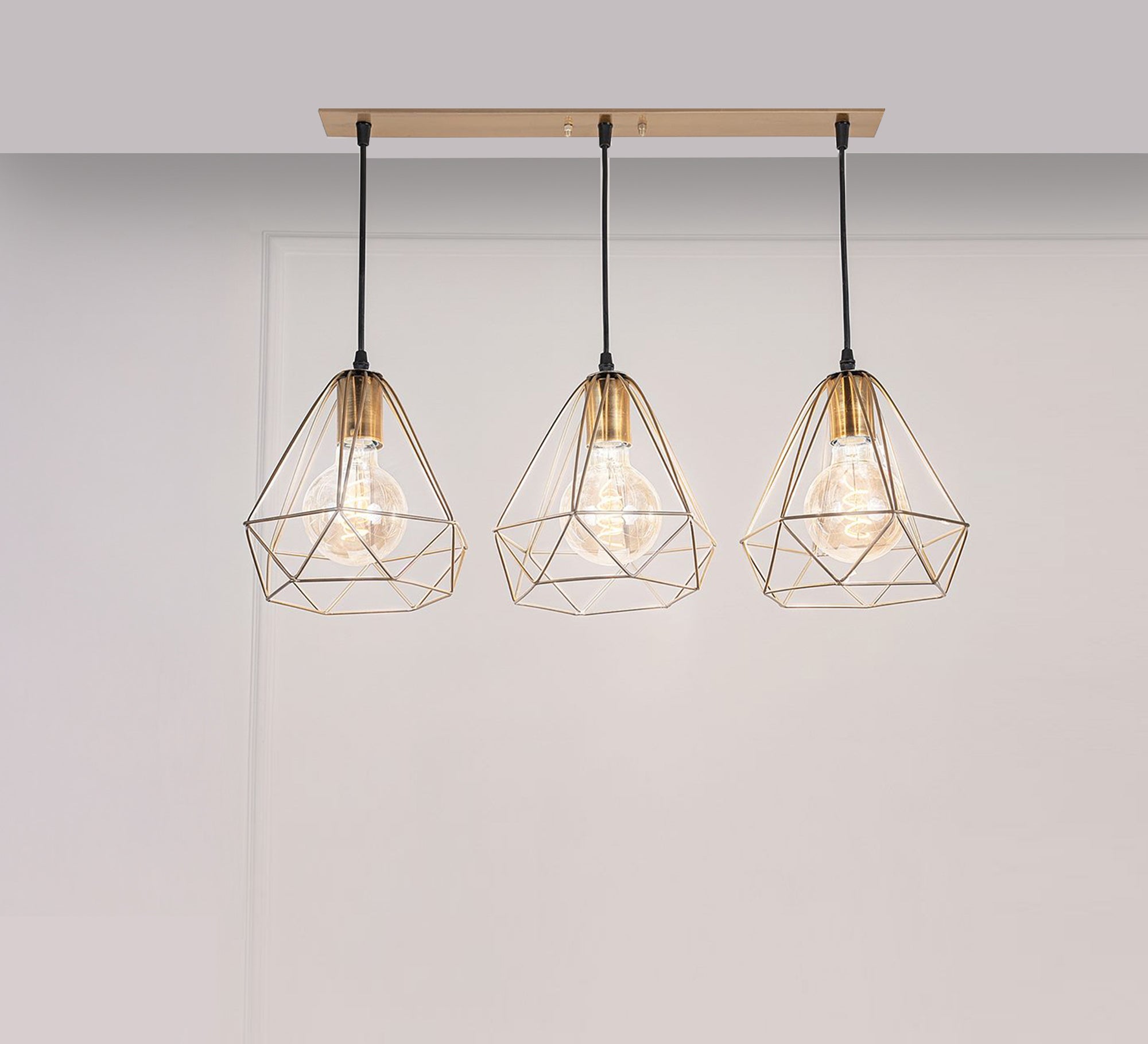 Ruler ceiling lamp with three pendants of equal height - Vitrine Furniture - Lighting