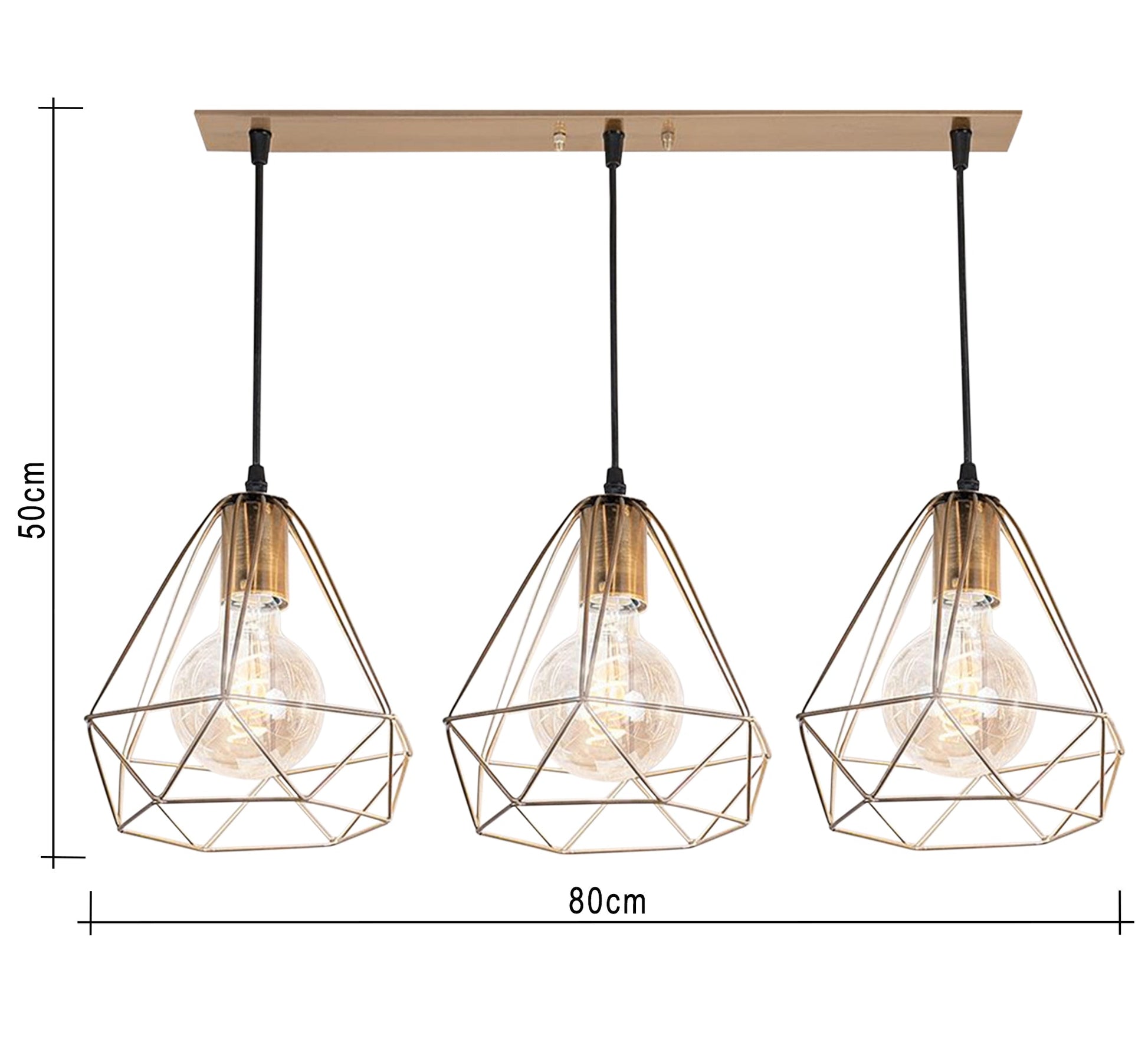 Ruler ceiling lamp with three pendants of equal height - Vitrine Furniture - Lighting