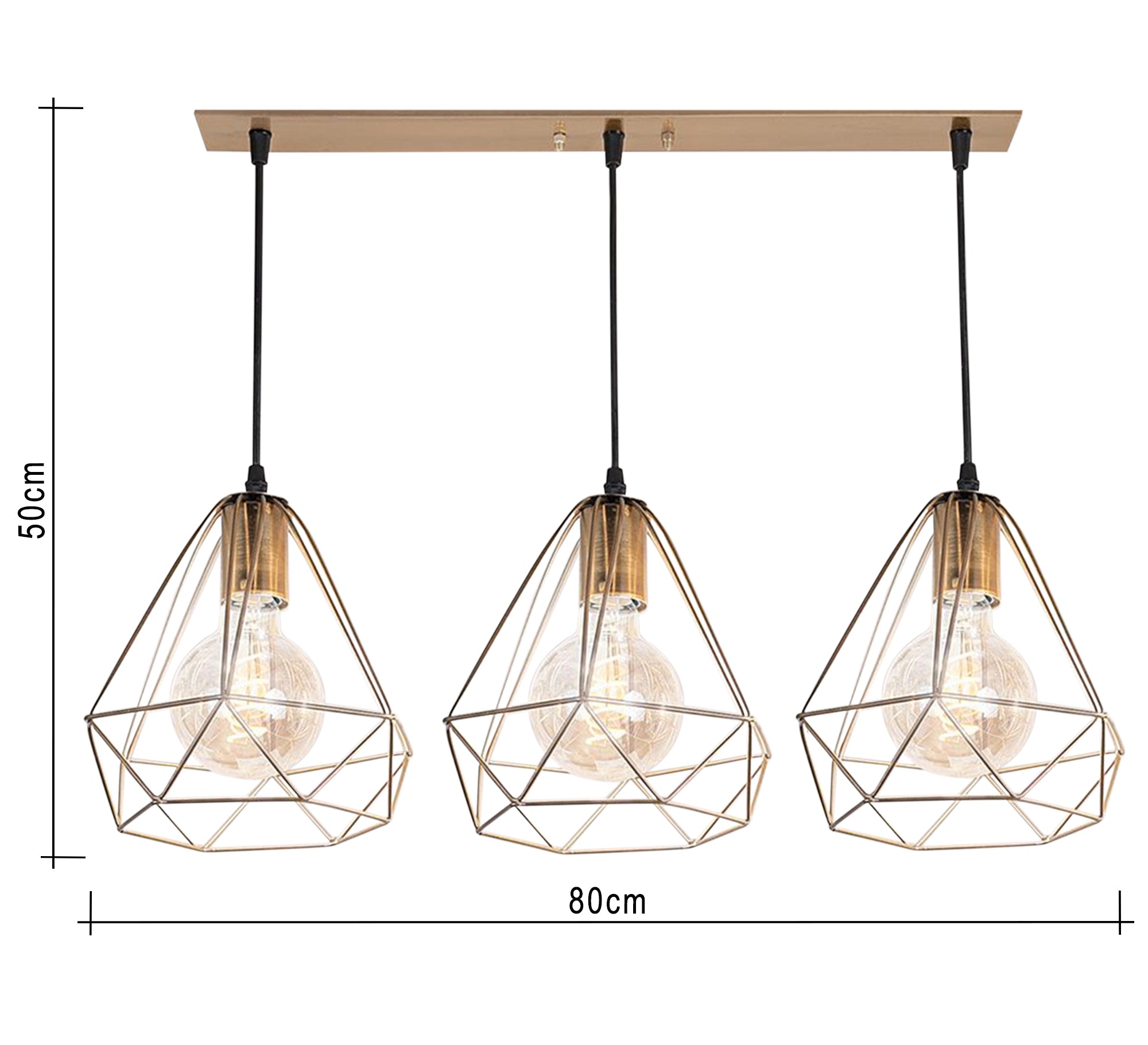 Ruler ceiling lamp with three pendants of equal height - Vitrine Furniture - Lighting