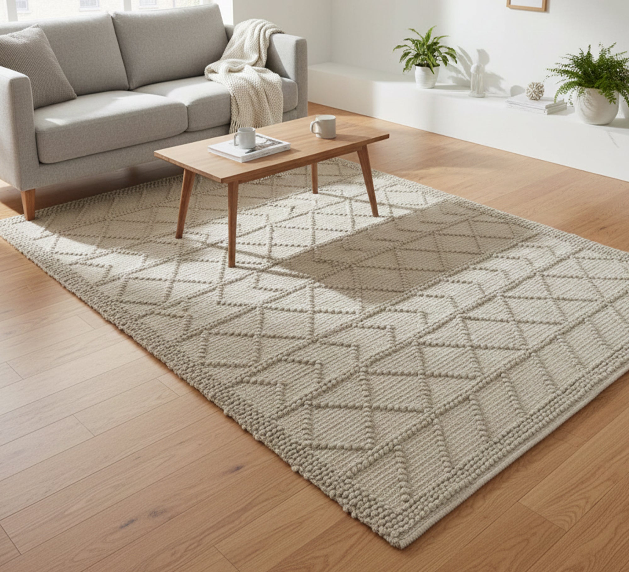 Rustic rug woven with geometric patterns - Vitrine Furniture - Accessories