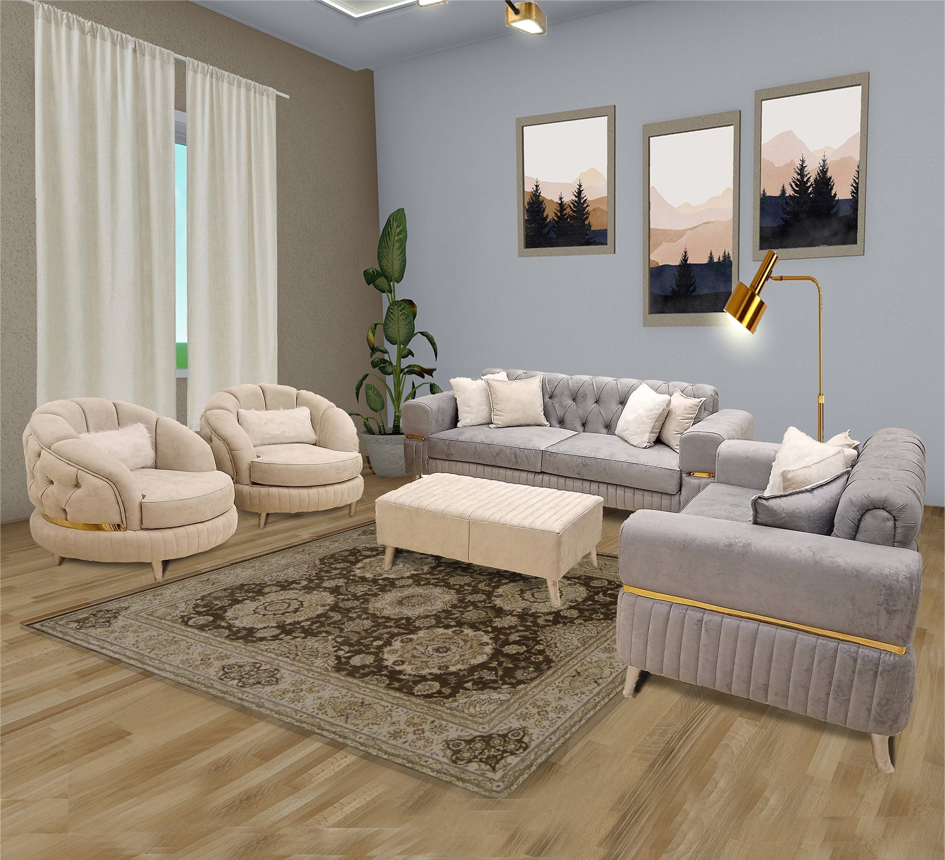 Salon Set: Royal Elegance, Ultimate Comfort - Vitrine Furniture - Salon Sets