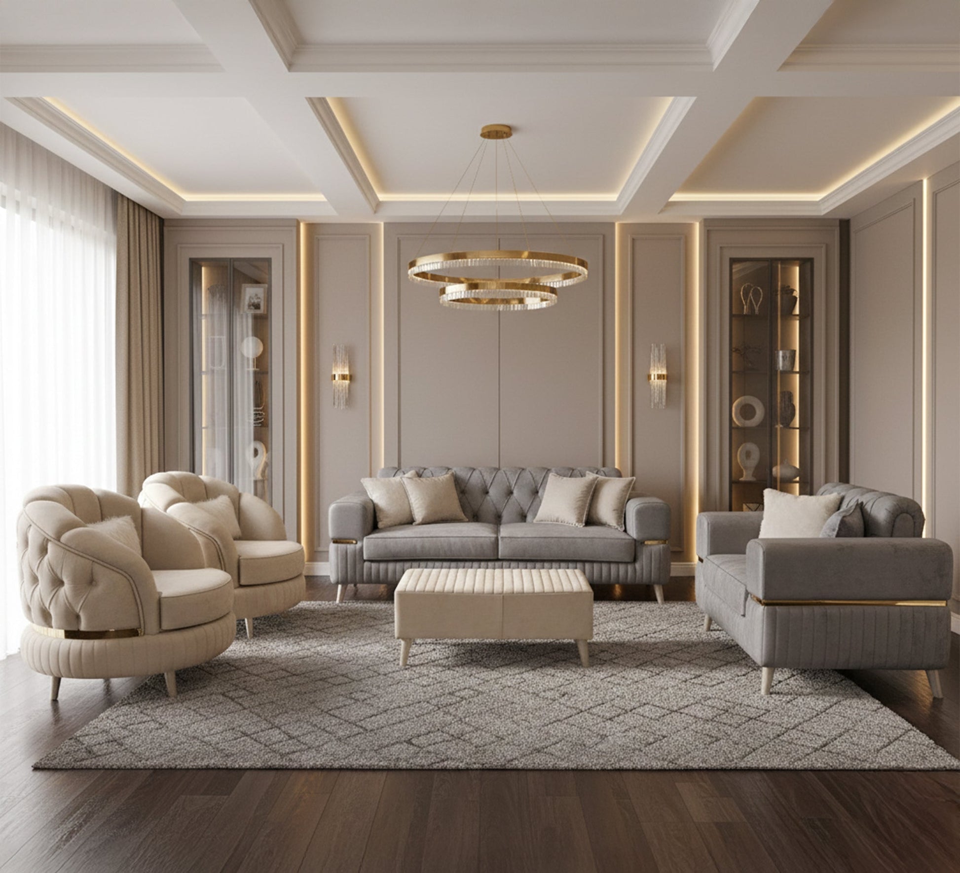 Salon Set: Royal Elegance, Ultimate Comfort - Vitrine Furniture - Salon Sets