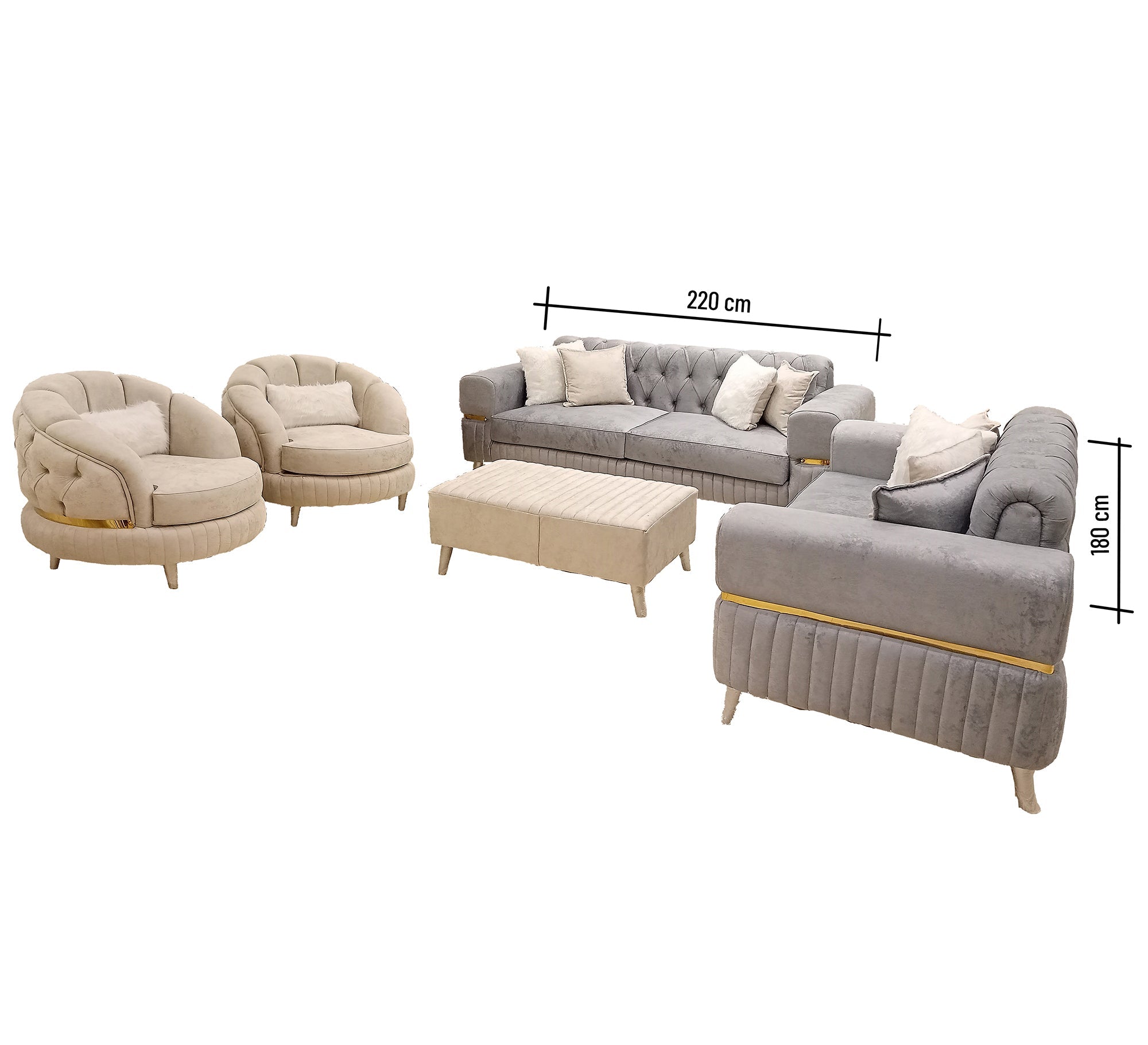 Salon Set: Royal Elegance, Ultimate Comfort - Vitrine Furniture - Salon Sets