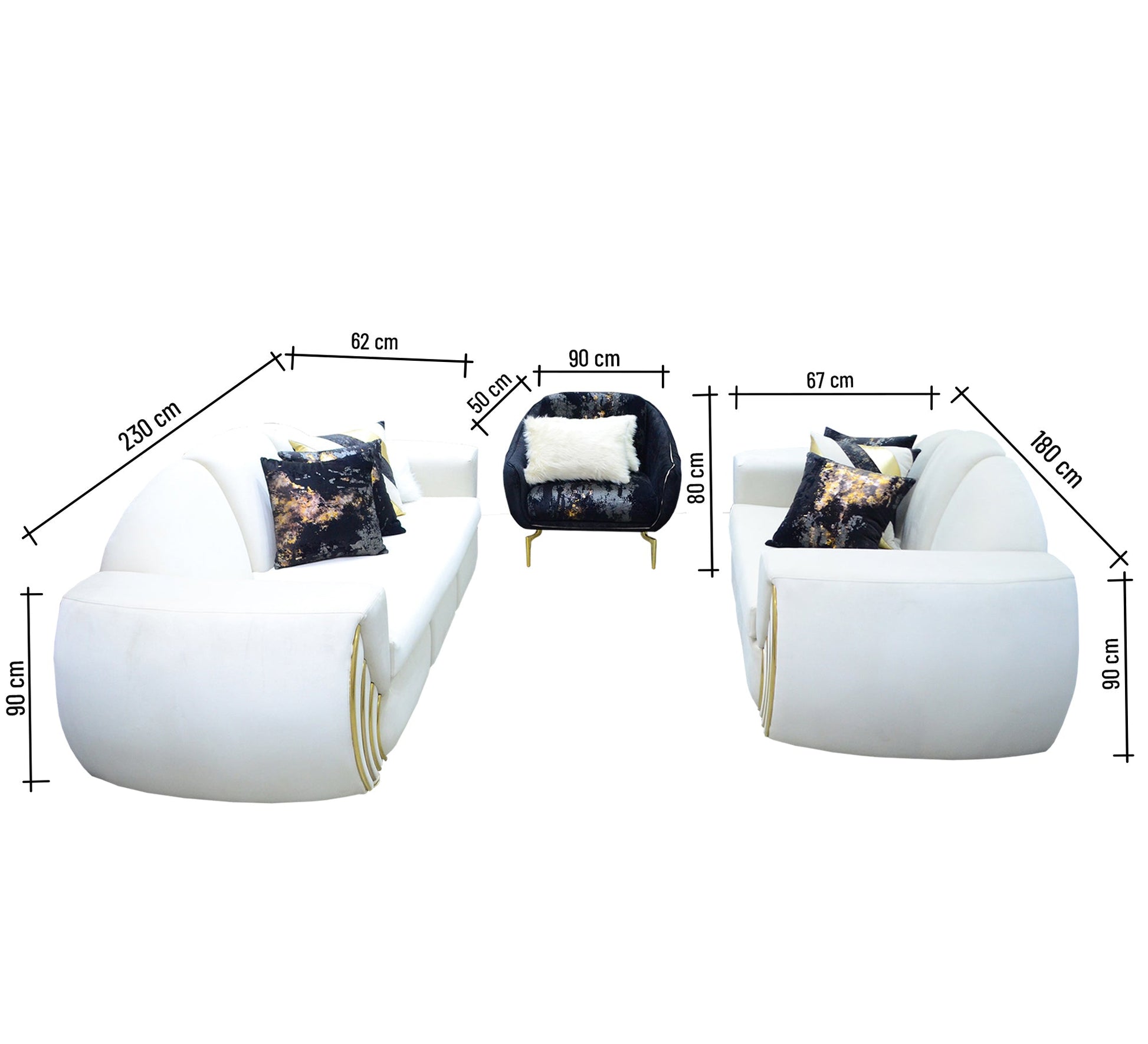 Salon set with a distinctive and luxurious circular design - Vitrine Furniture - Living room sets