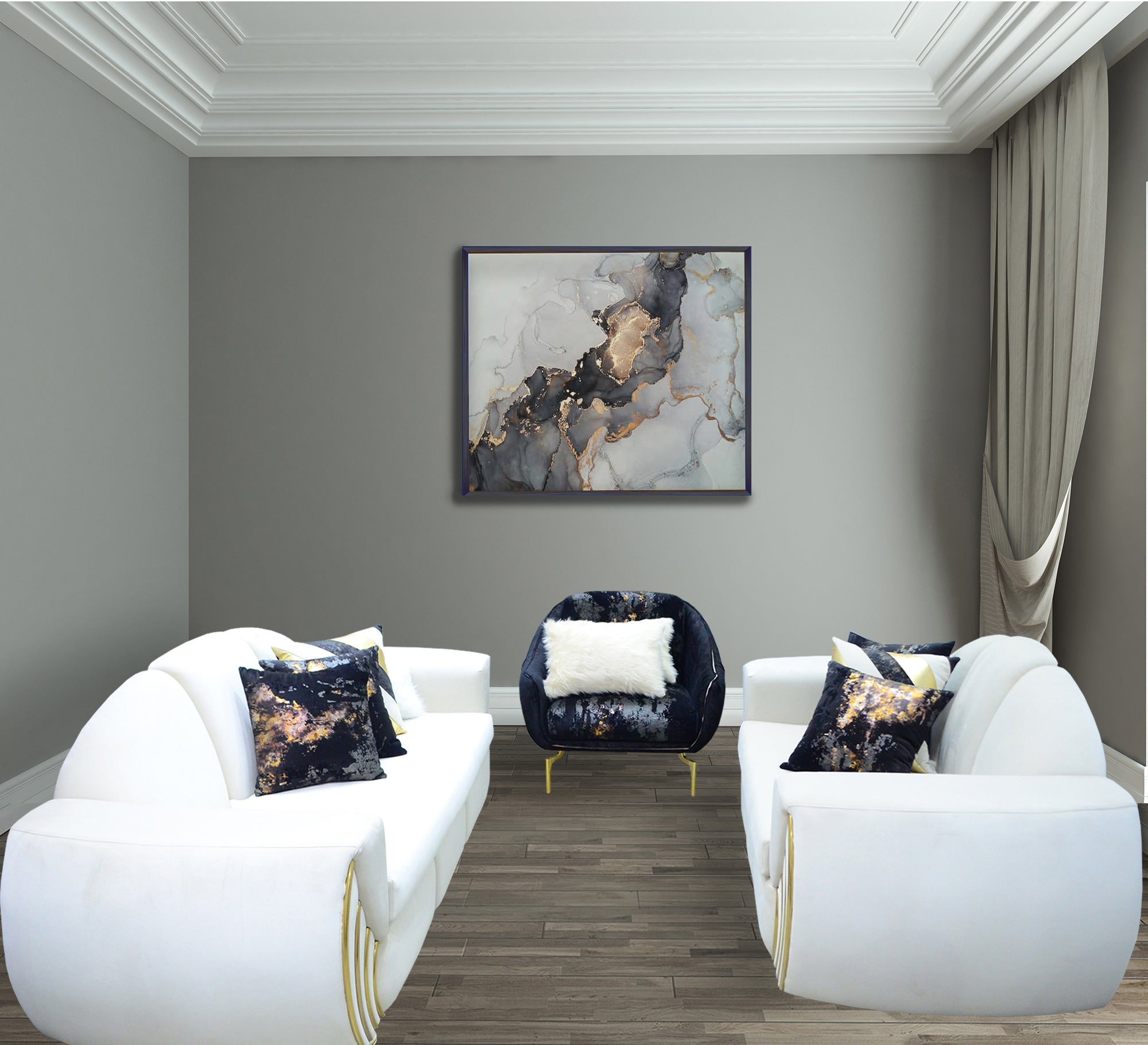 Salon set with a distinctive and luxurious circular design - Vitrine Furniture - Living room sets