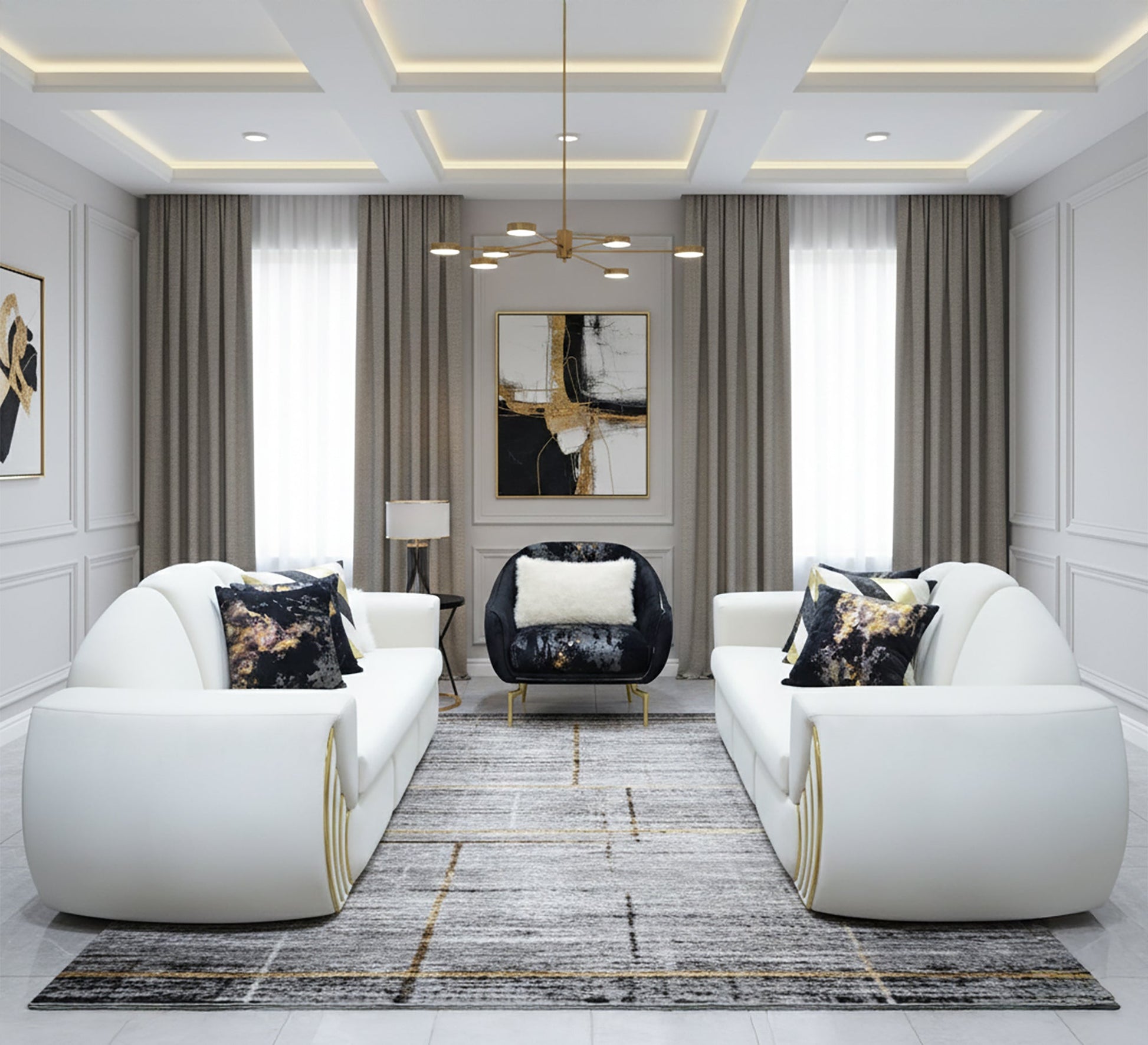 Salon set with a distinctive and luxurious circular design - Vitrine Furniture - Living room sets