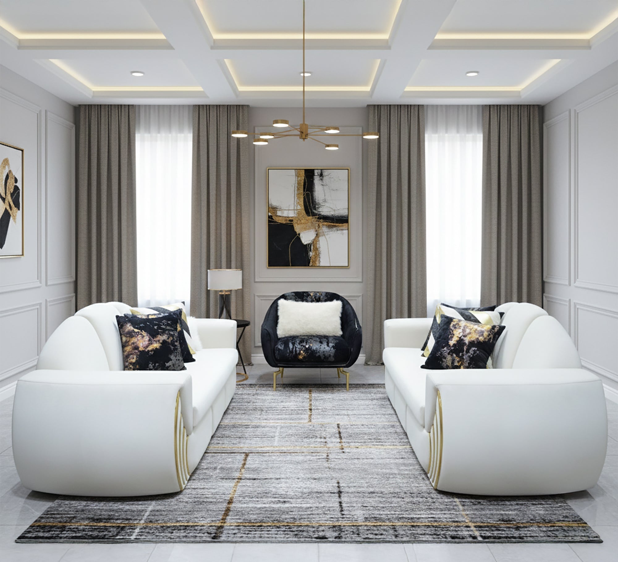 Salon set with a distinctive and luxurious circular design - Vitrine Furniture - Living room sets