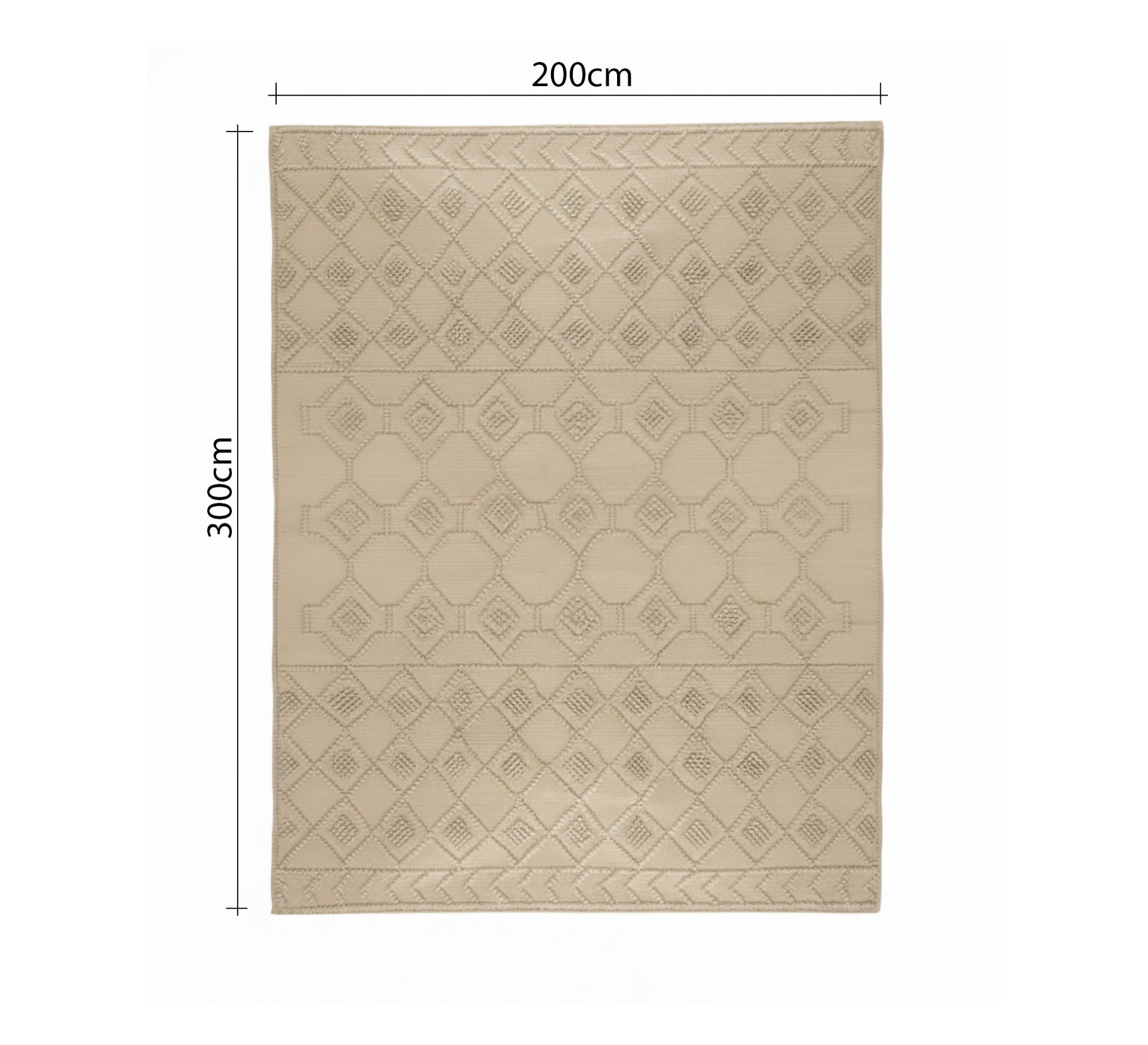 Sand - colored rug with embroidered diamond patterns woven - Vitrine Furniture - Accessories