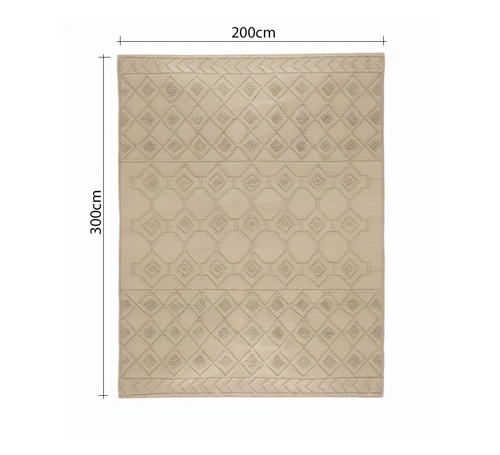 Sand - colored rug with embroidered diamond patterns woven - Vitrine Furniture - Accessories
