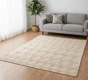Sand - colored rug with embroidered diamond patterns woven - Vitrine Furniture - Accessories