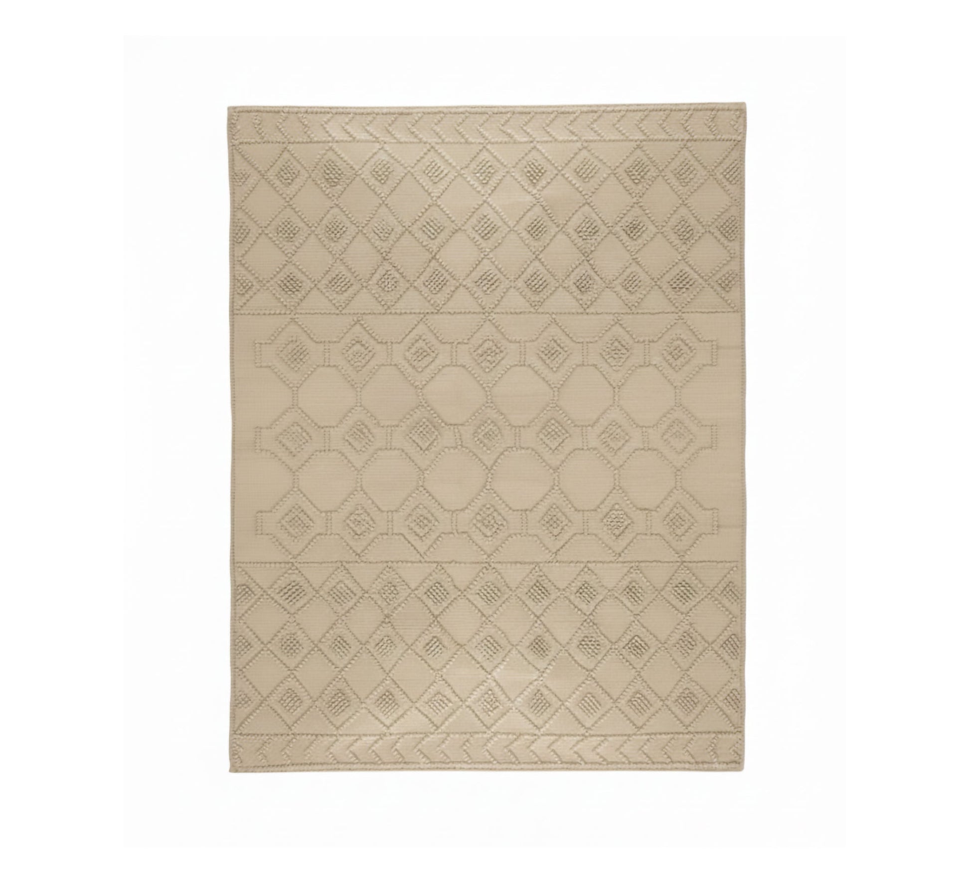 Sand - colored rug with embroidered diamond patterns woven - Vitrine Furniture - Accessories