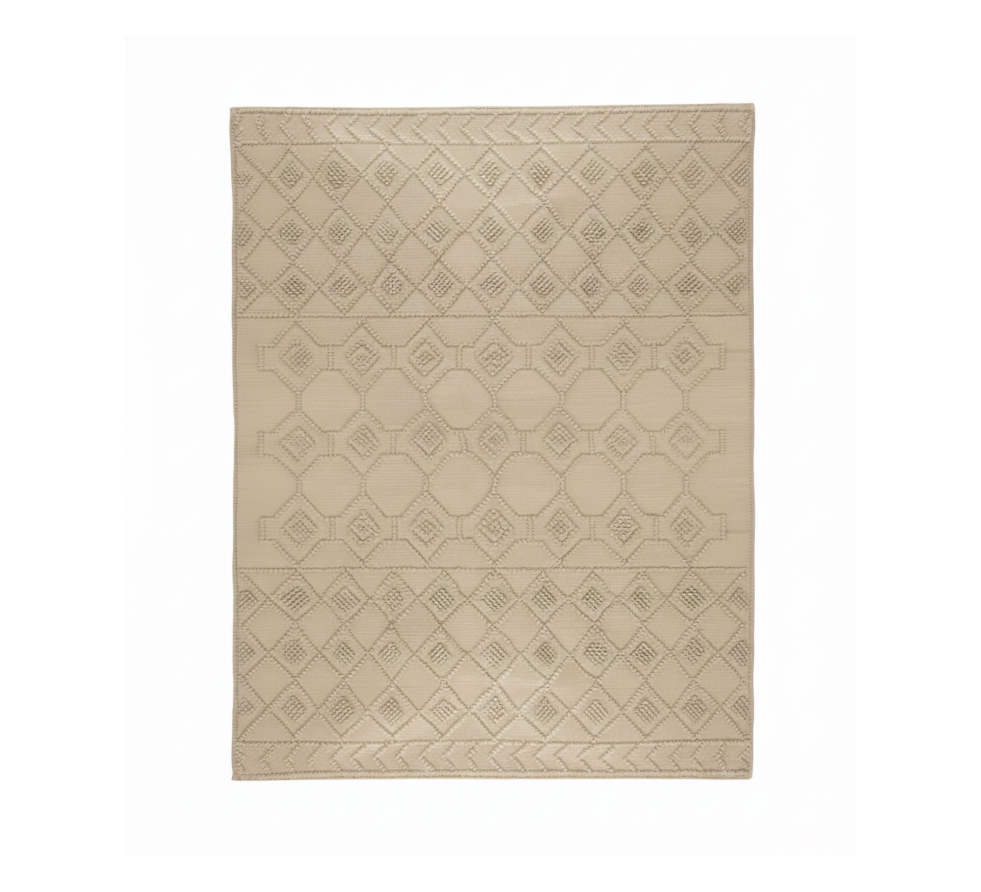 Sand - colored rug with embroidered diamond patterns woven - Vitrine Furniture - Accessories