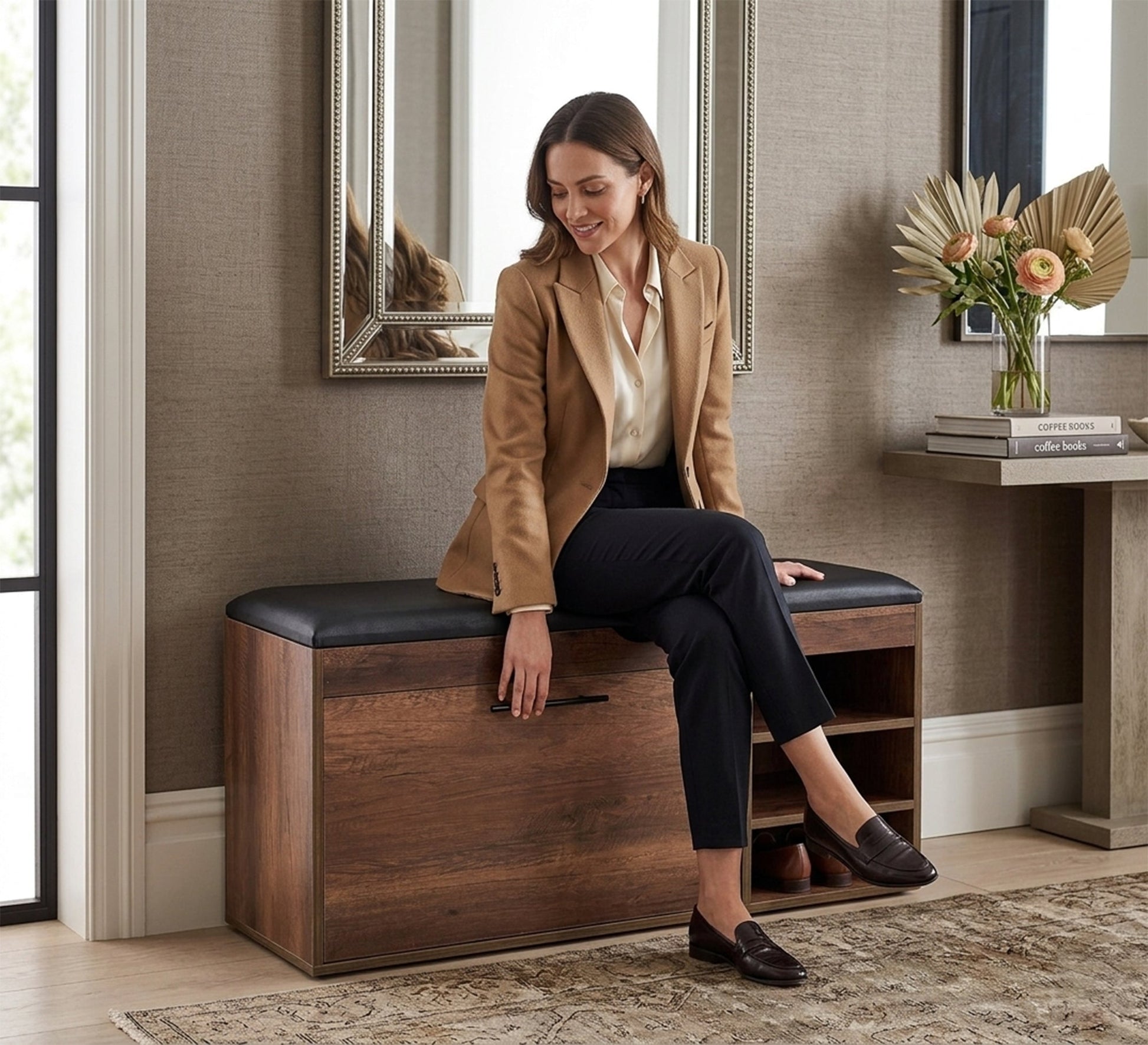 Seating bench with shoe cabinet - Vitrine Furniture - Shoe Racks