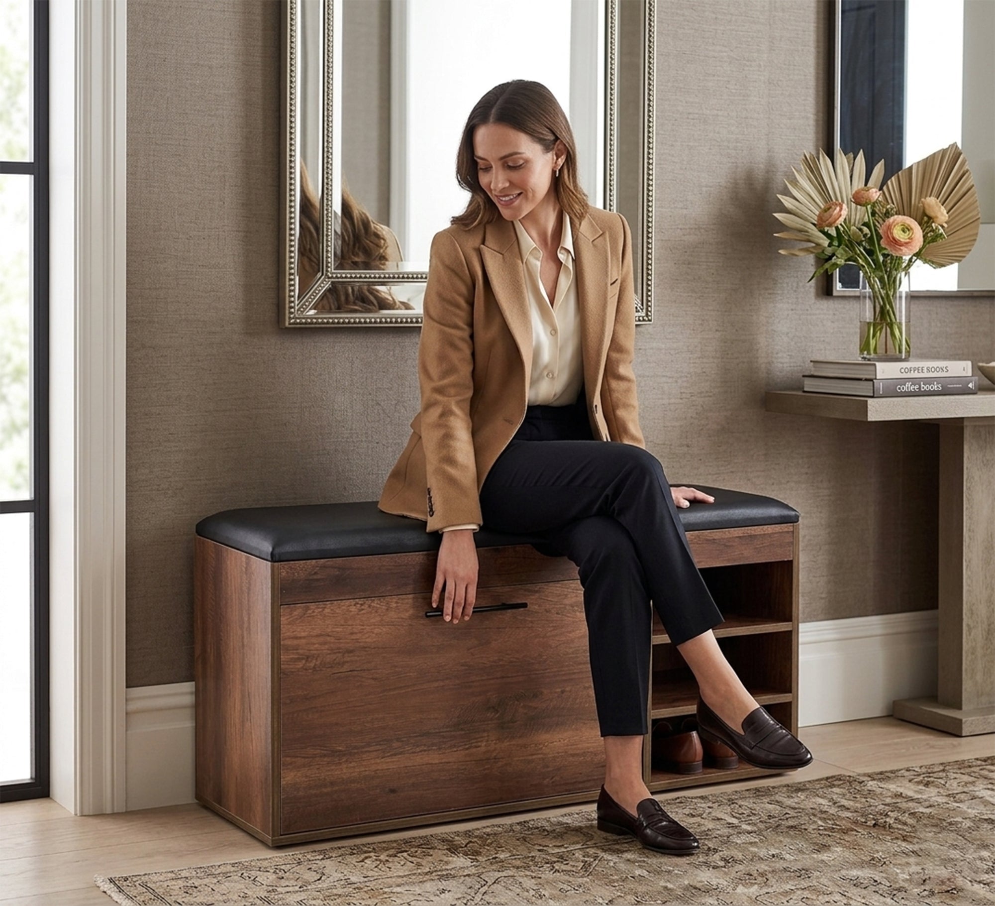 Seating bench with shoe cabinet - Vitrine Furniture - Shoe Racks
